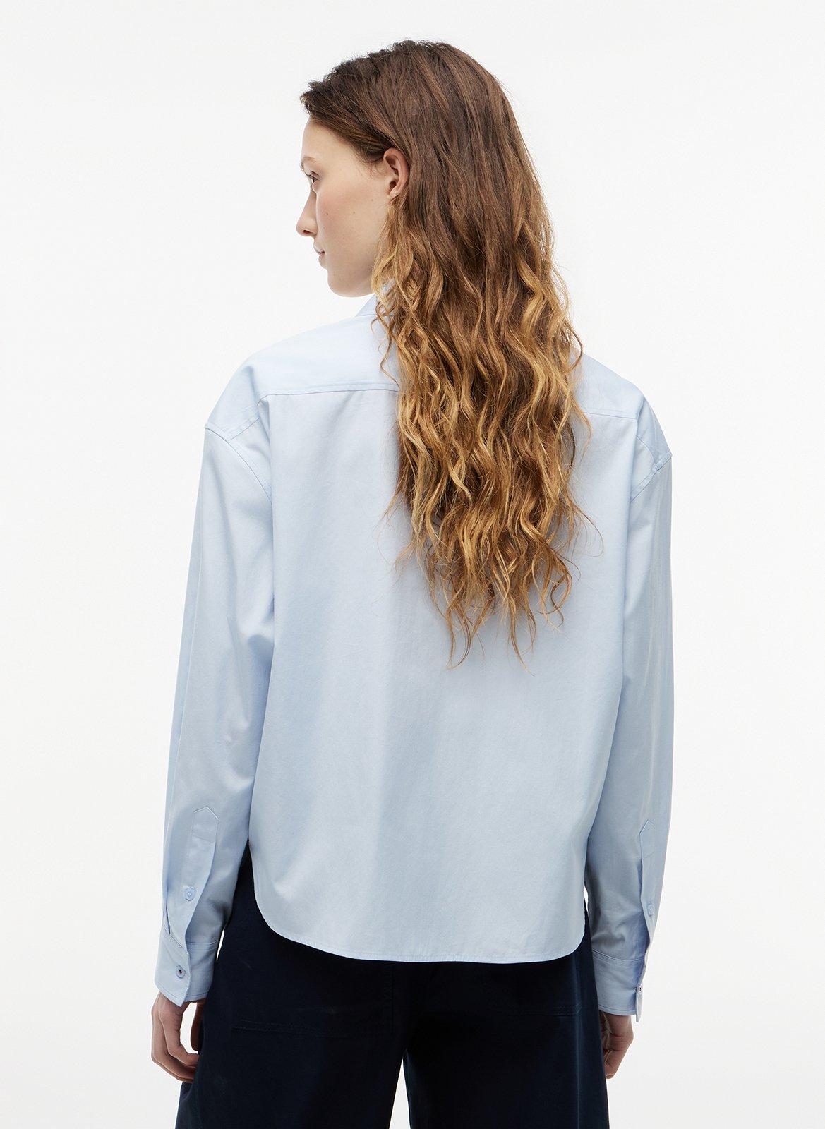 Einfarbiges gerade geschnittenes Hemd mit Knopfleiste TOMMY HILFIGER Blau