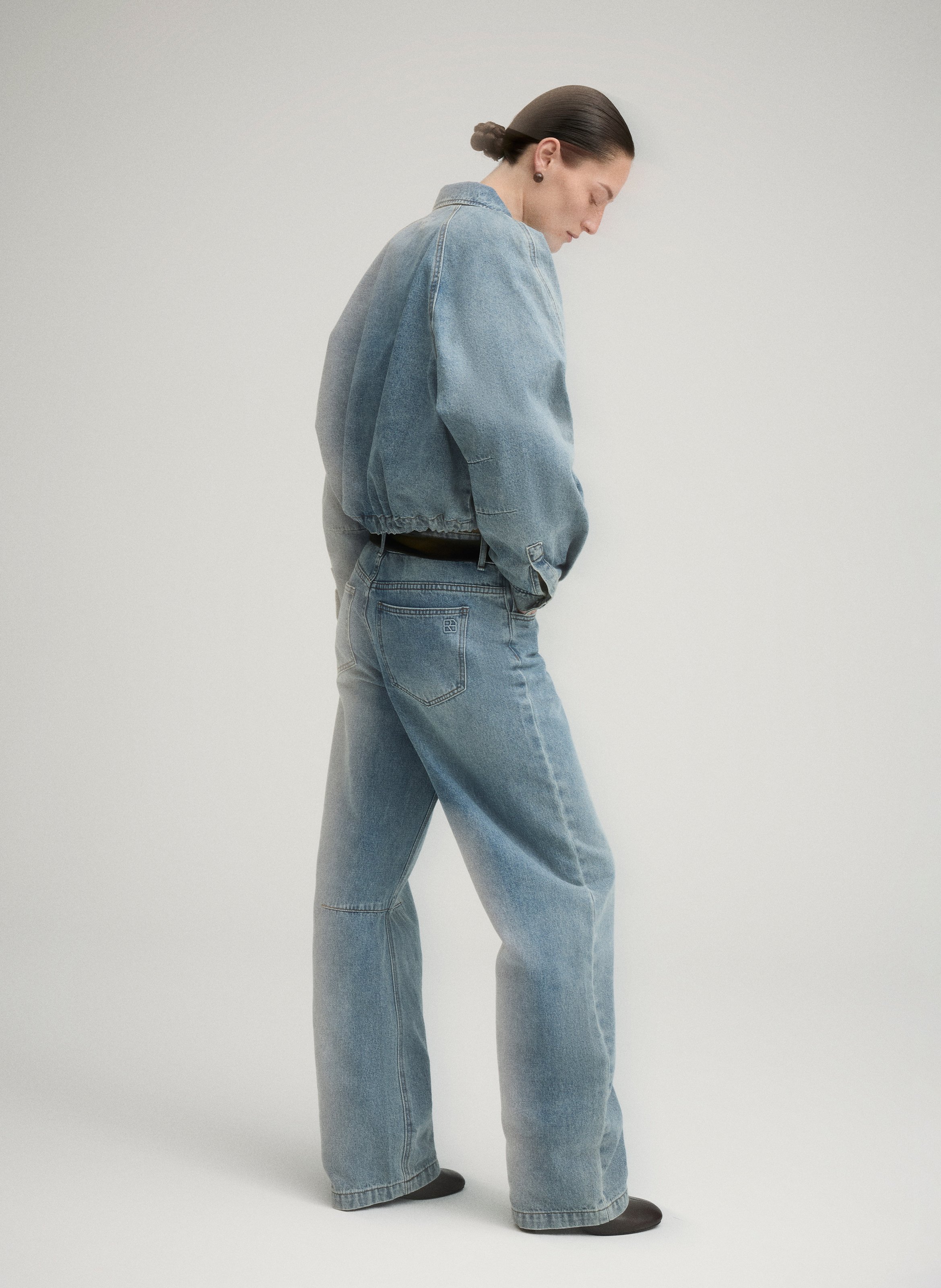 Wide-leg jeans in blended cotton and recycled cotton ROUGE EDIT Blue