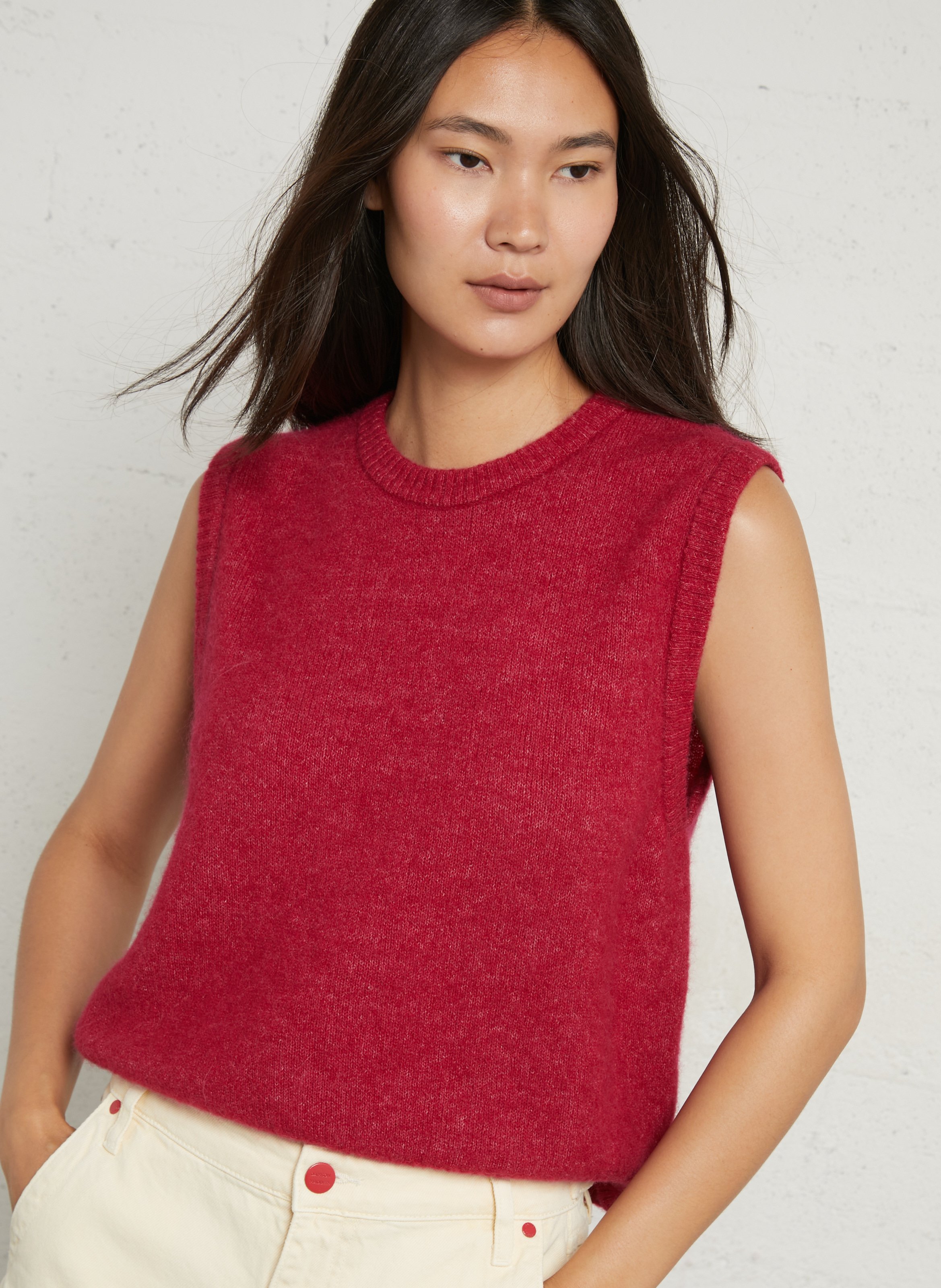Lang gebreid vest van wolmix AMERICAN VINTAGE