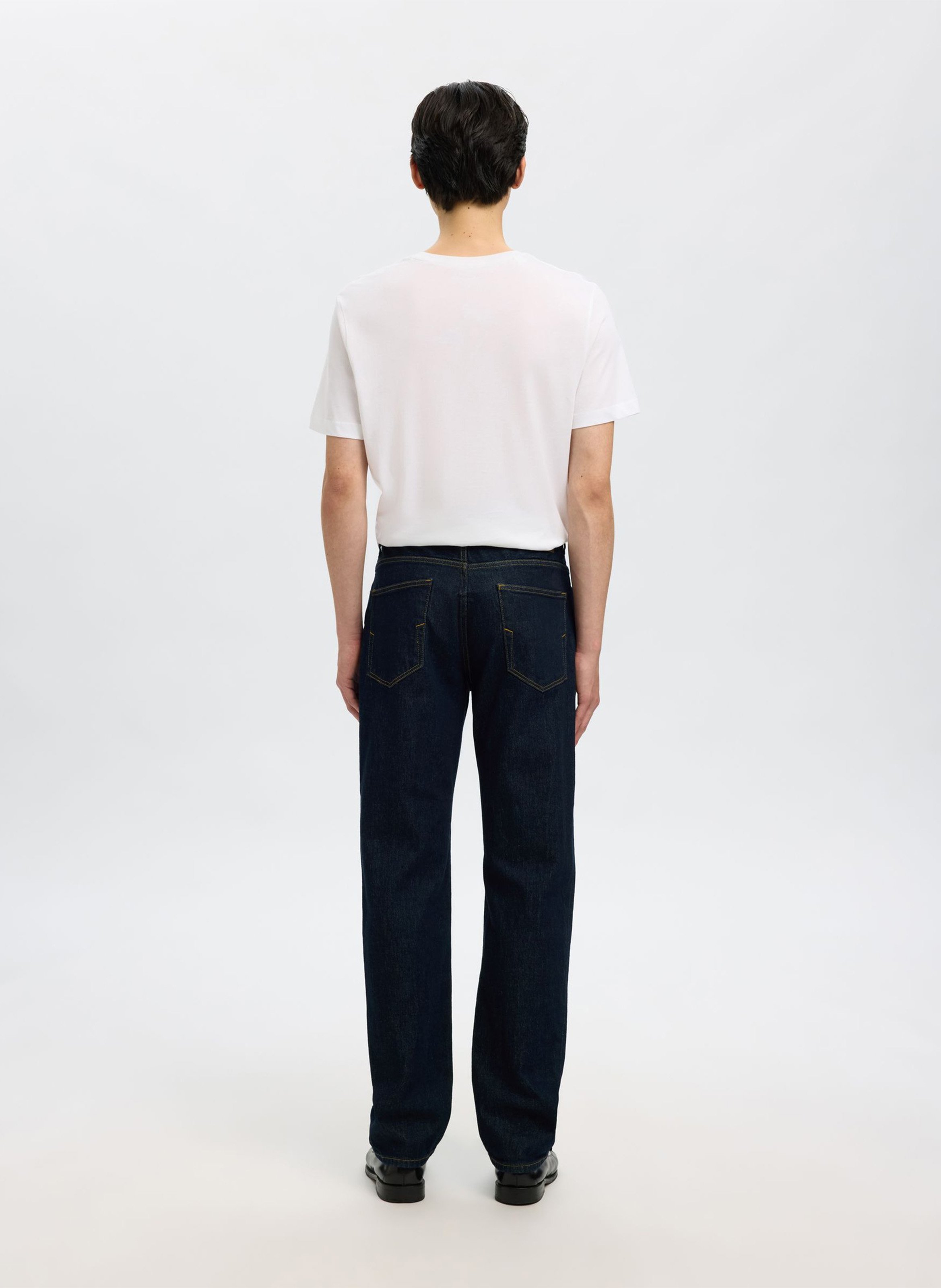 Straight-leg organic cotton-blend jeans SELECTED Blue