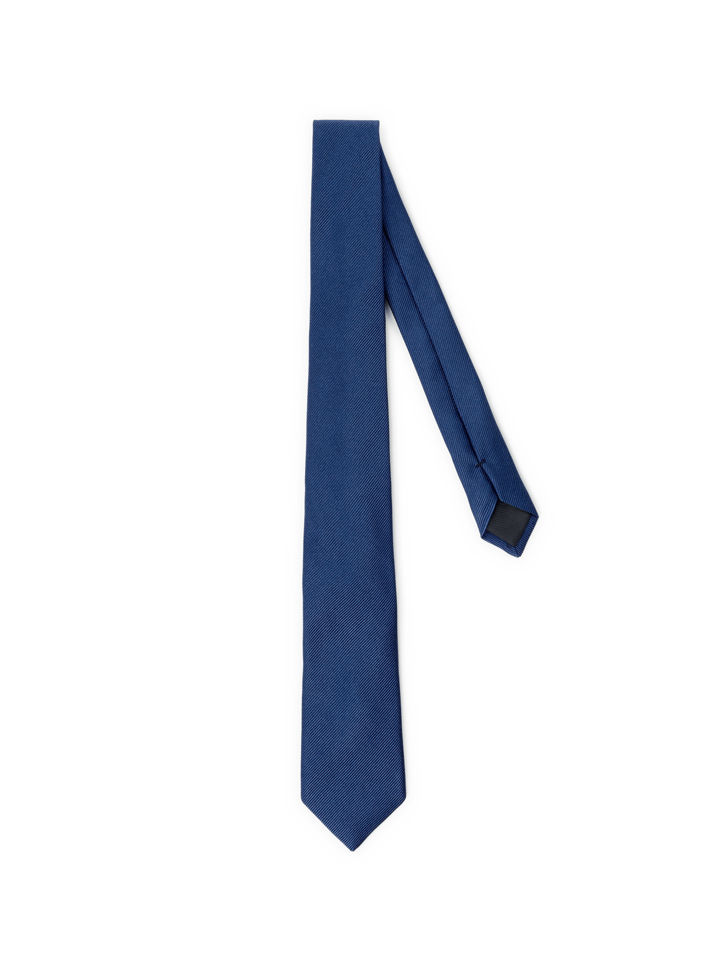 Solid silk tie  D ticino bleu