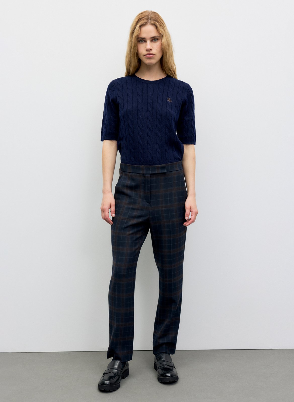 Pantalon à pinces à carreaux GERARD DAREL Bleu