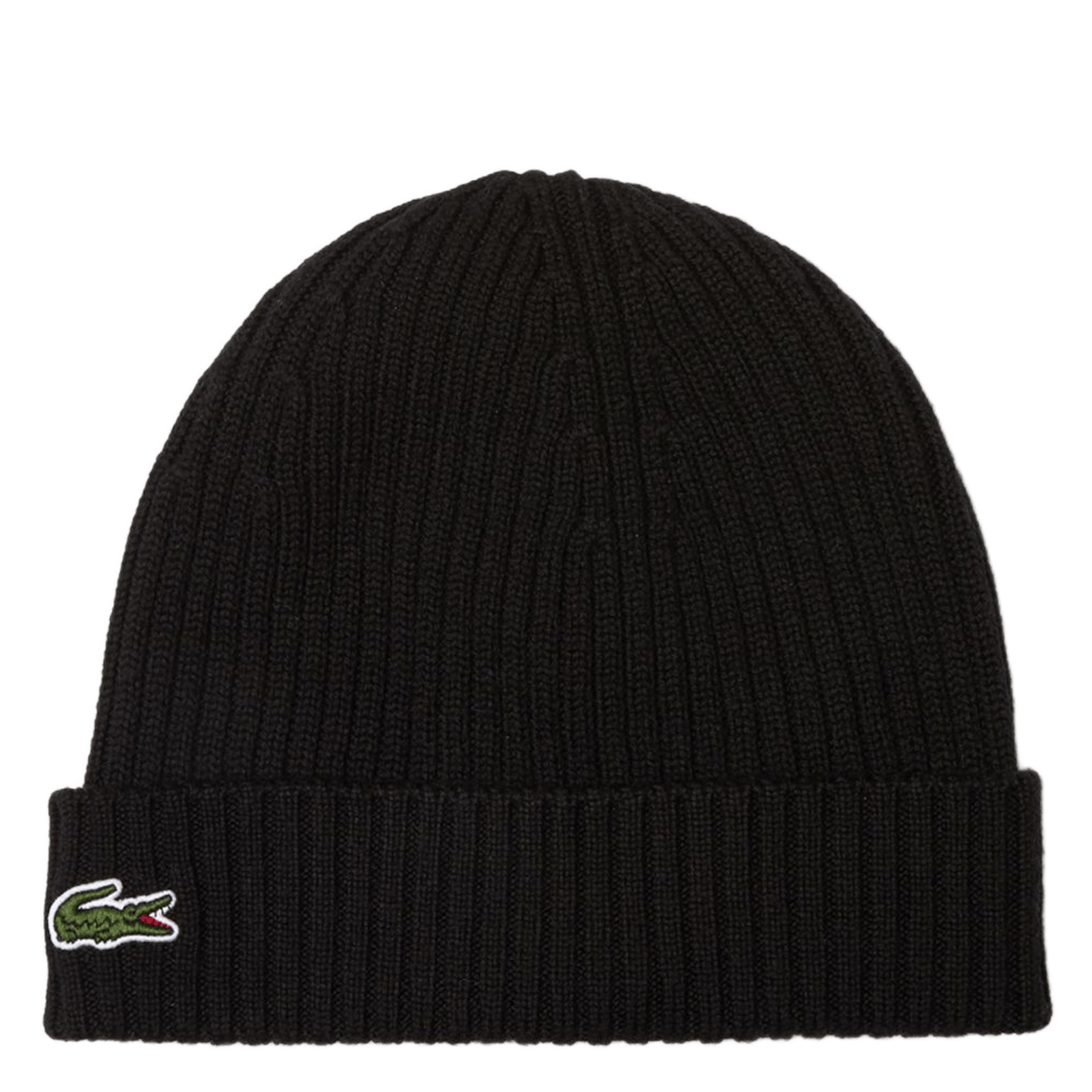 Ribbed wool beanie LACOSTE Black