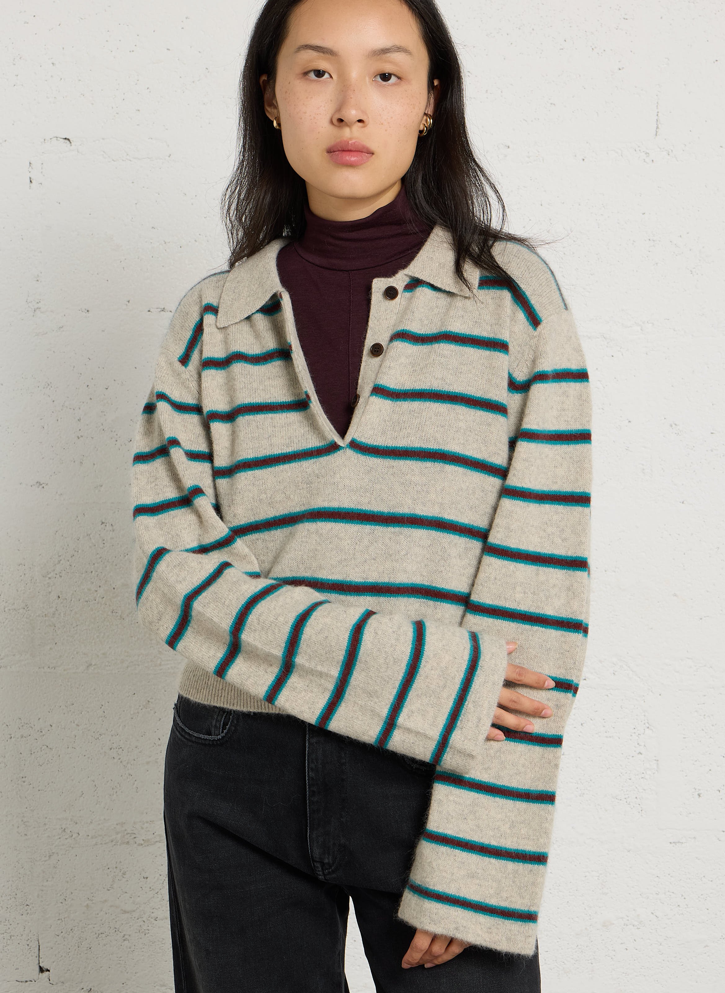 Pull col polo rayé BELLEROSE