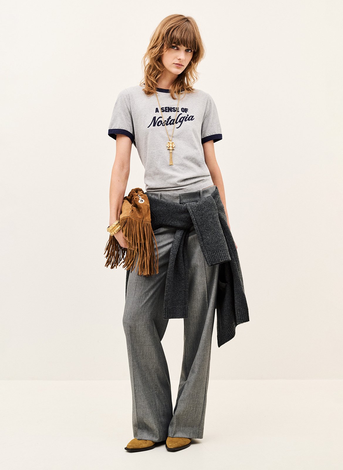 Pantalon tailleur droit uni BA&SH Gris