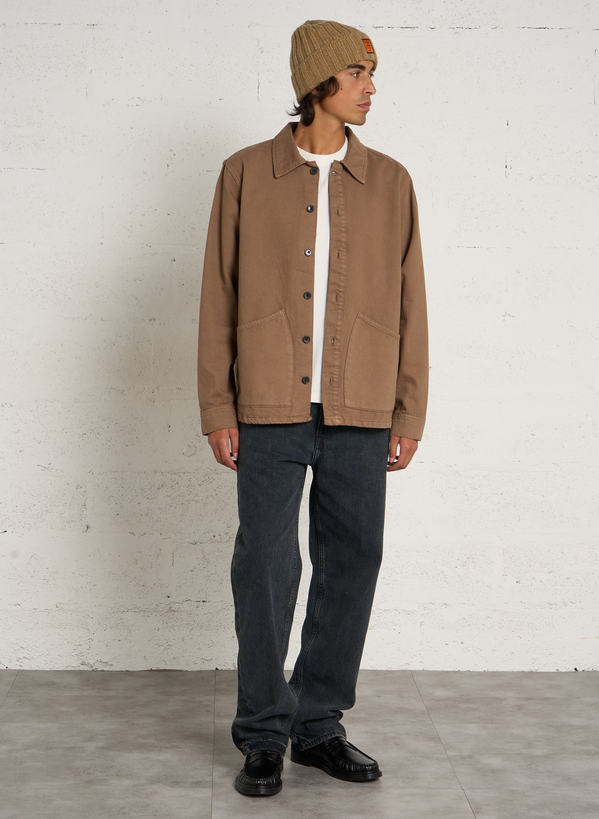 Jacket with classic cotton collar SOLID White
