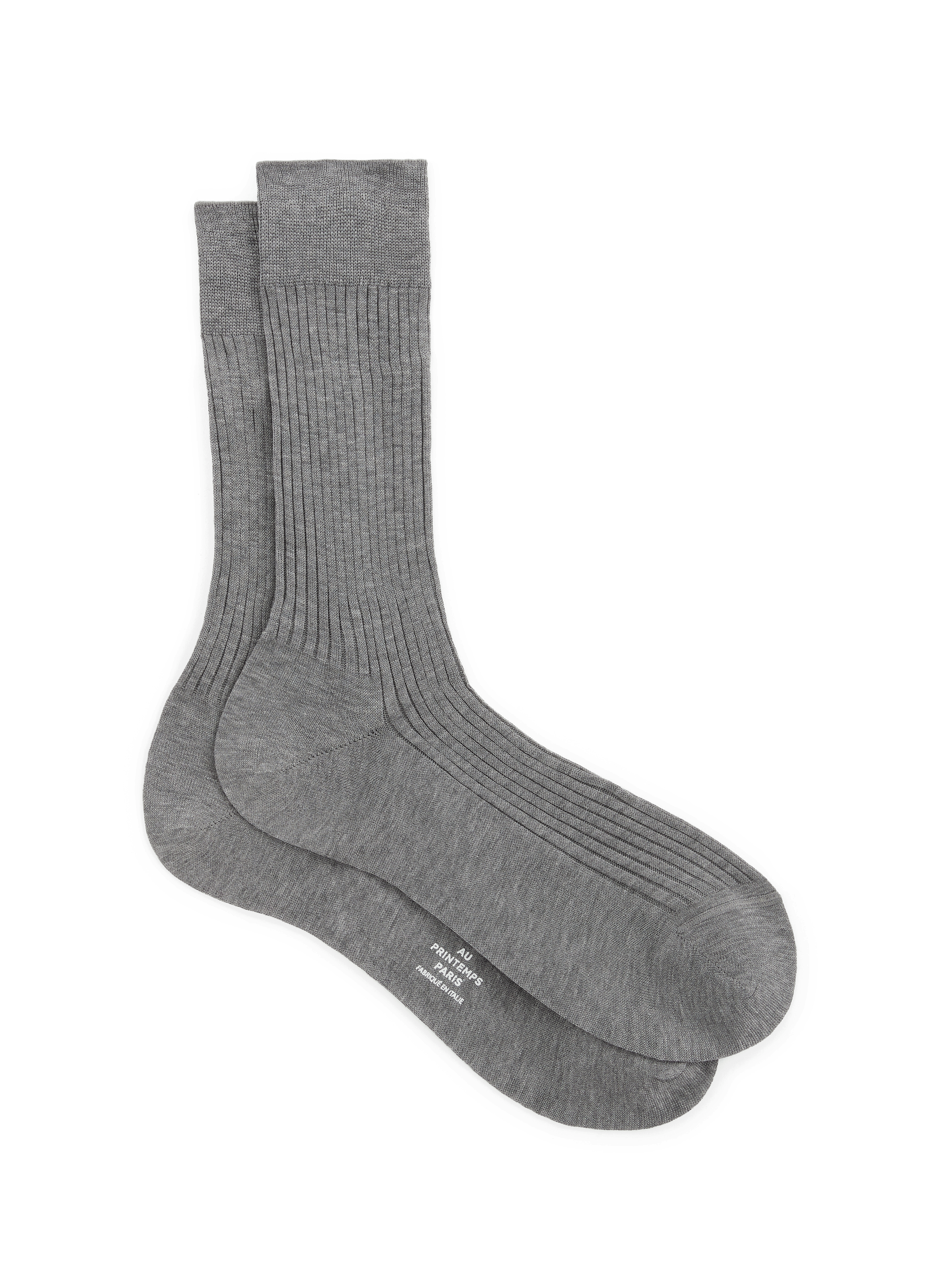 Roma-Ch cotton socks in plain ecru AU PRINTEMPS PARIS Grey