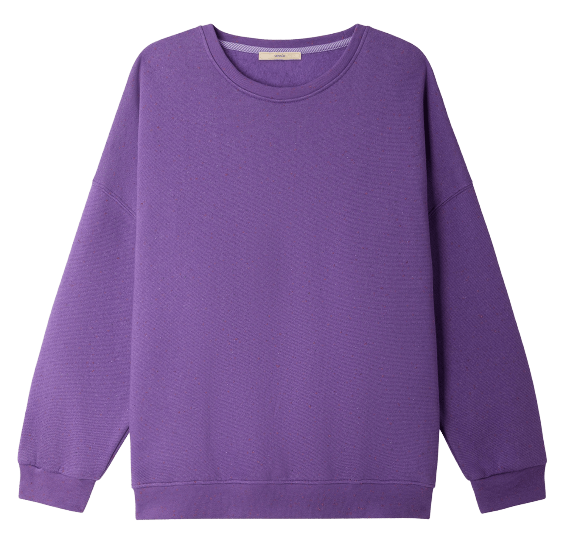 Ruimvallende, gevlekte sweater met ronde hals | biokatoenblend | Violet SESSUN Dames