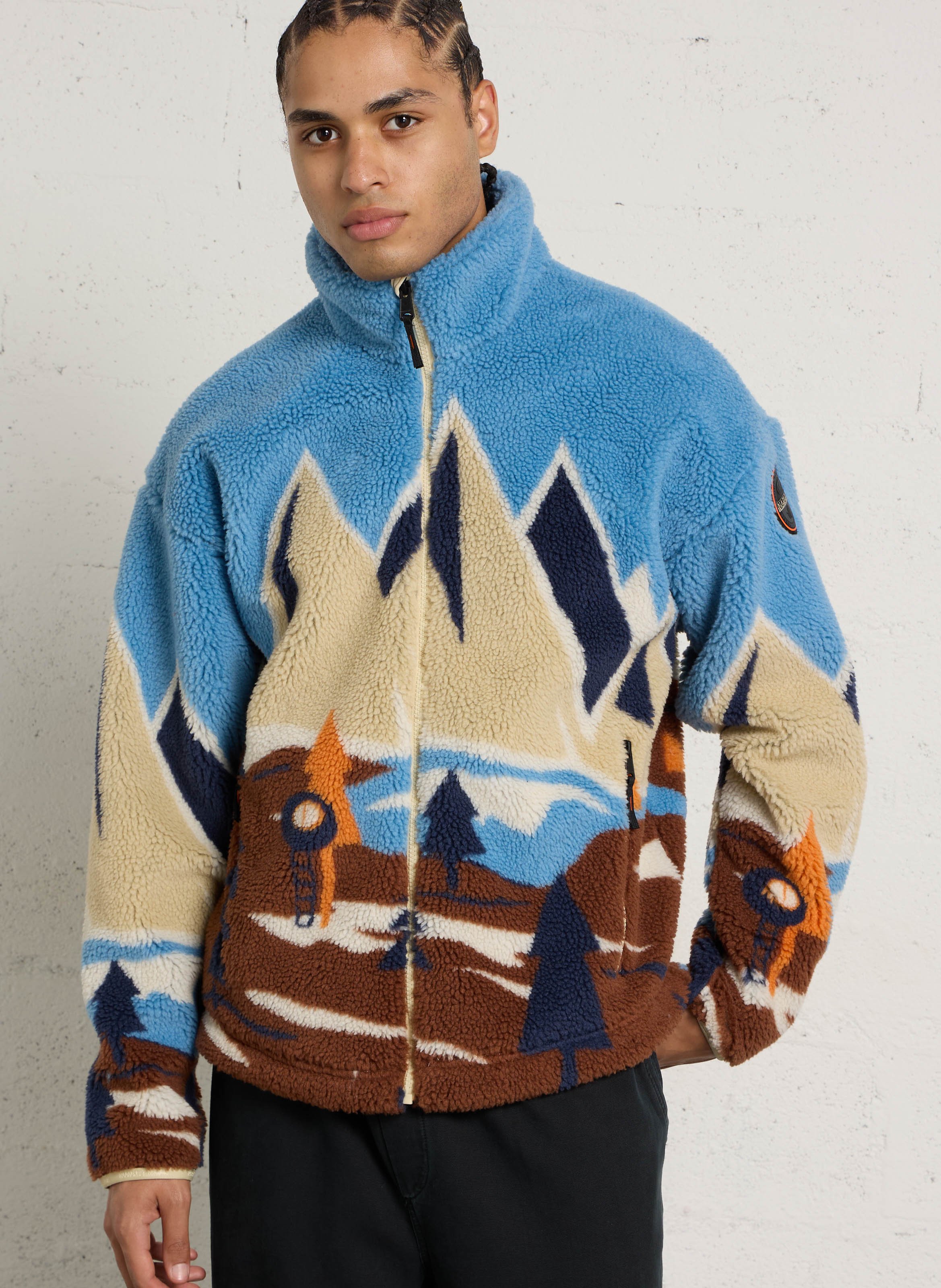 Straight-fit printed sherpa jacket NAPAPIJRI Multicolored