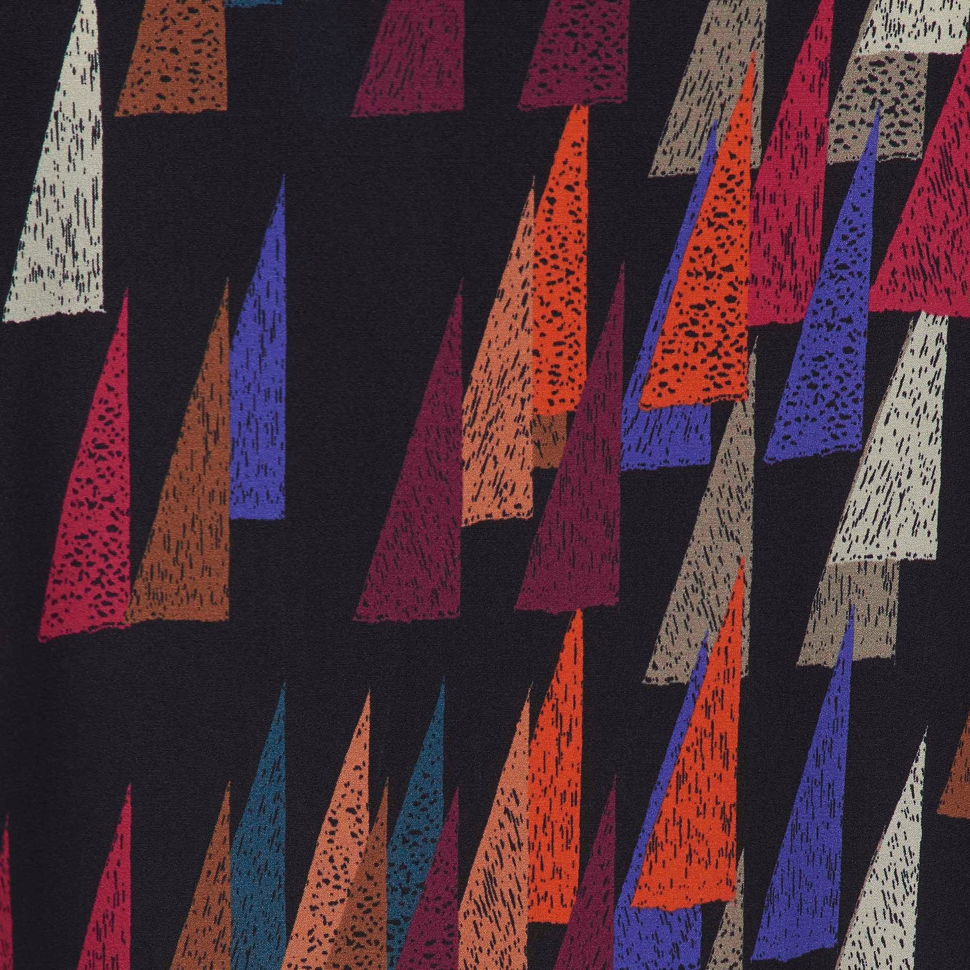 Robe courte évasée et imprimée en soie ATTIC AND BARN Noir