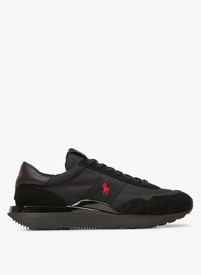 Black Low top mixed leather trainers