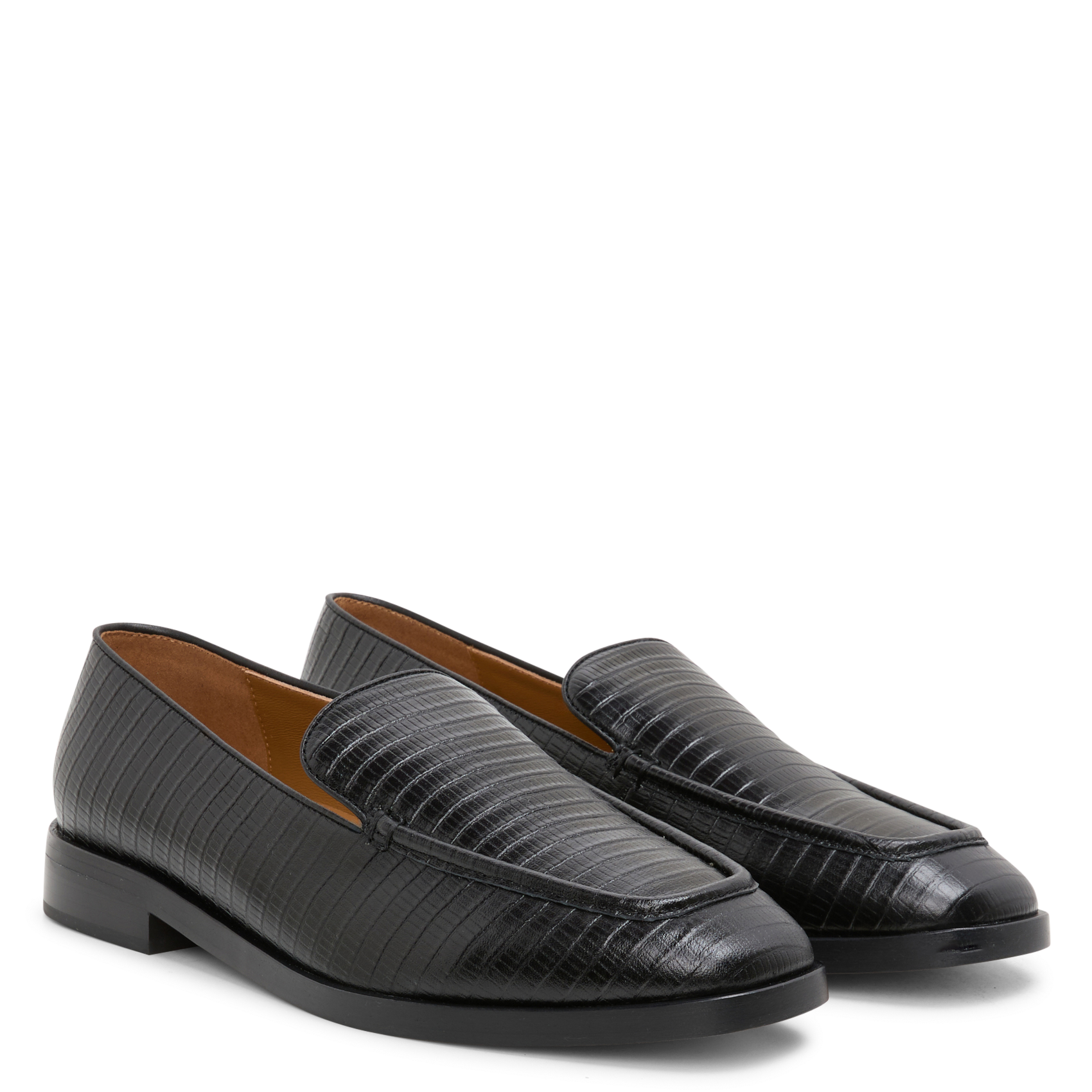 Leren loafers met krokodillenmotief MI/MAI Zwart