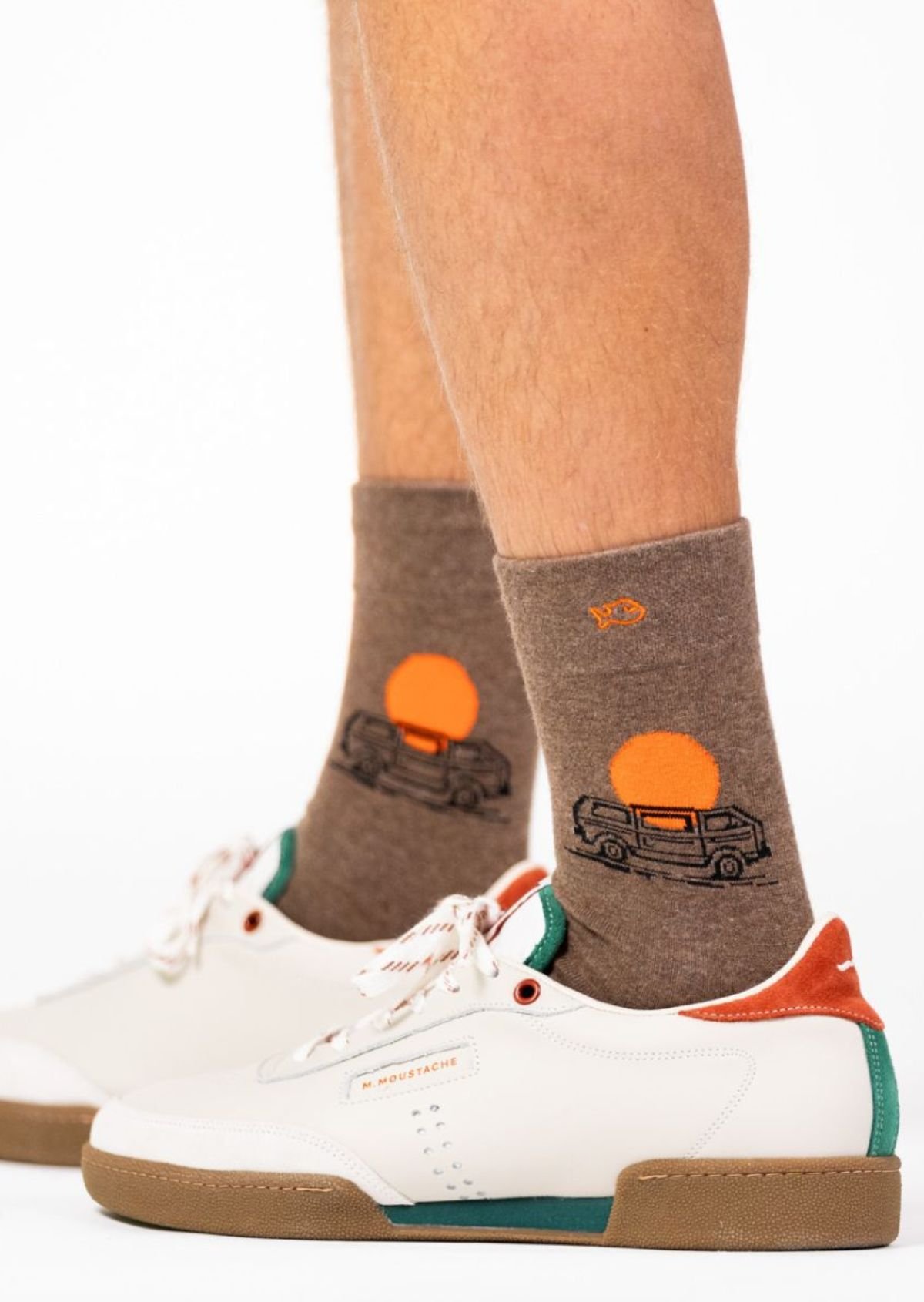 Combed cotton socks with patterns BILLYBELT Brown