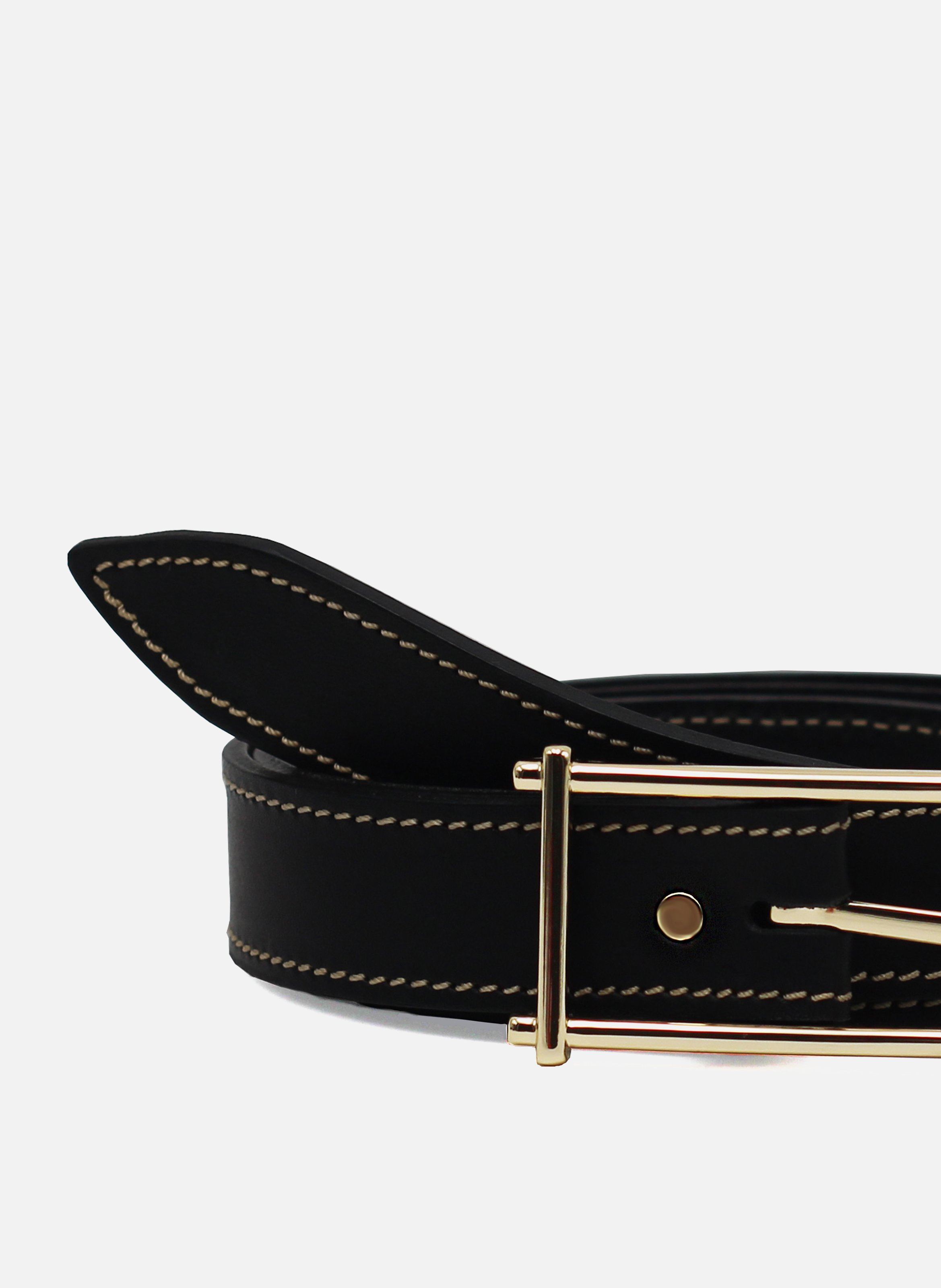 Vintage belt in suede and smooth leather Black