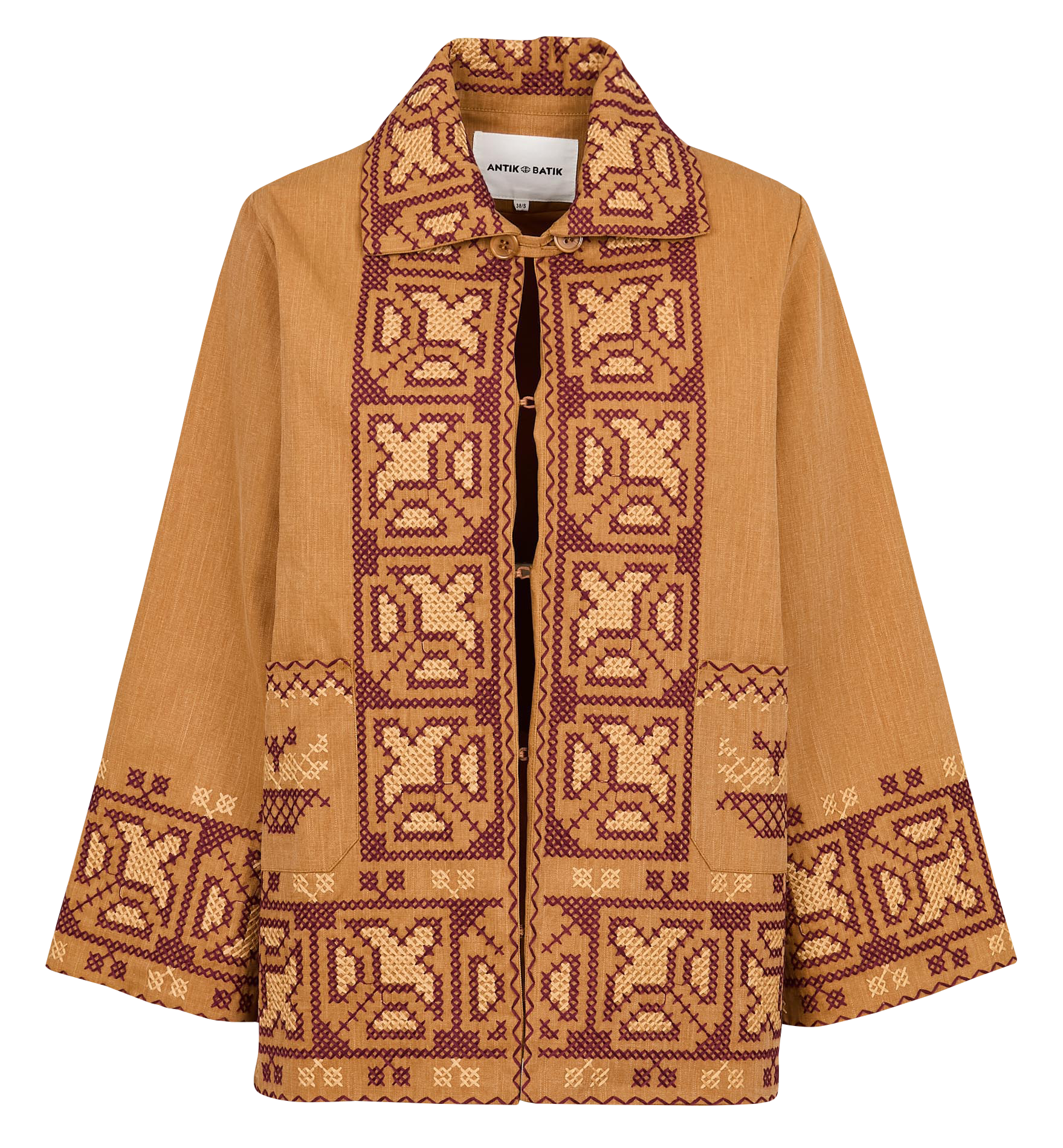 Loose-fit embroidered cotton jacket ANTIK BATIK Brown