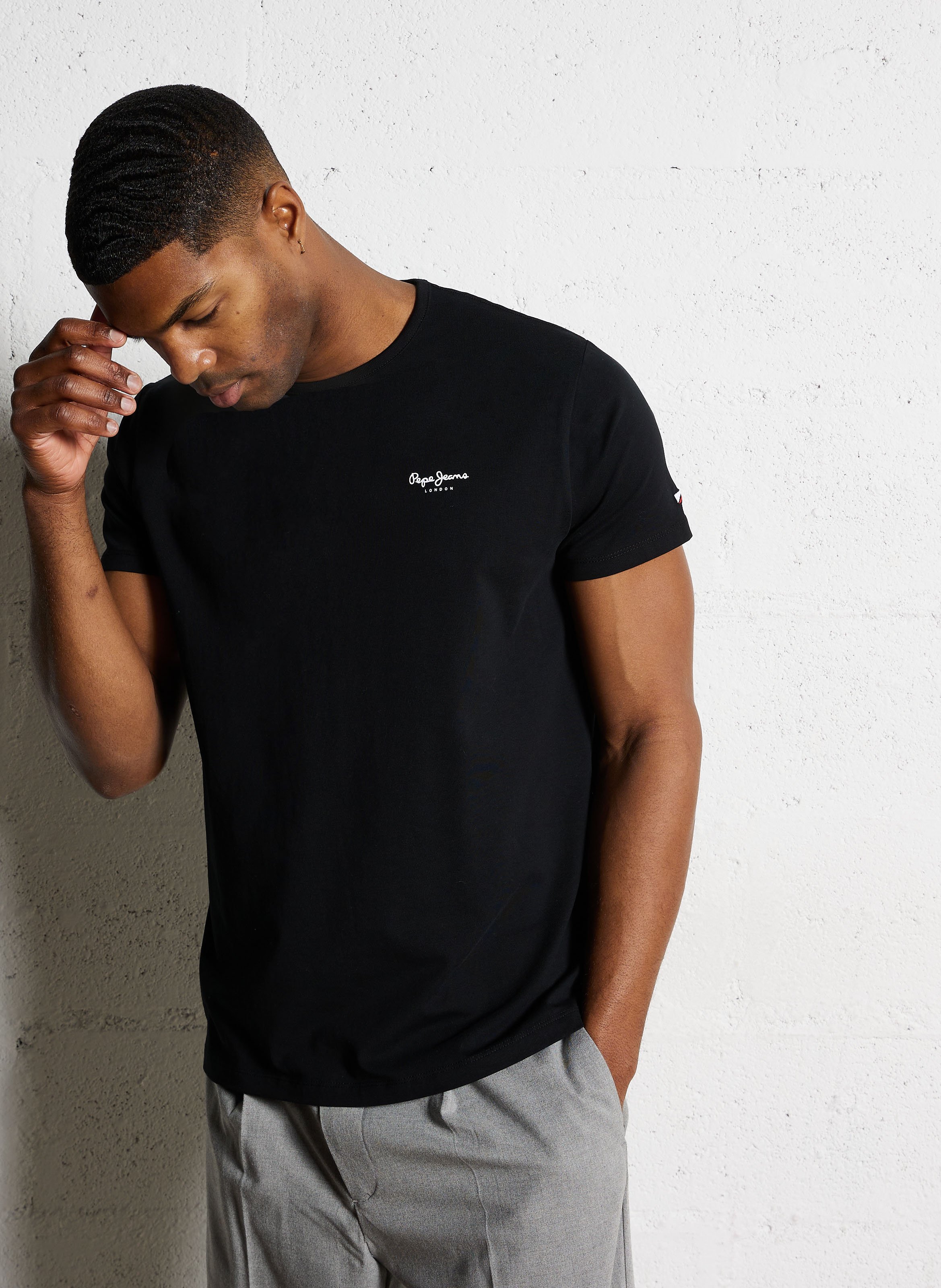 Straight t-shirt in blended cotton PEPE JEANS Black