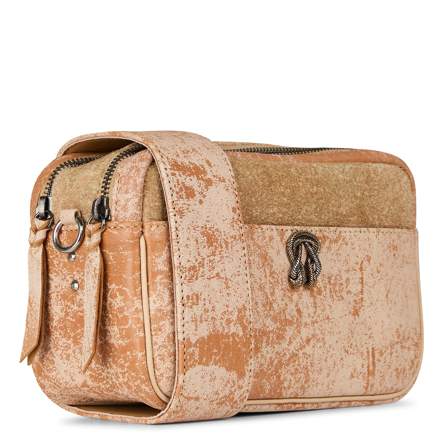Zipped leather shoulder CLARIS VIROT Beige