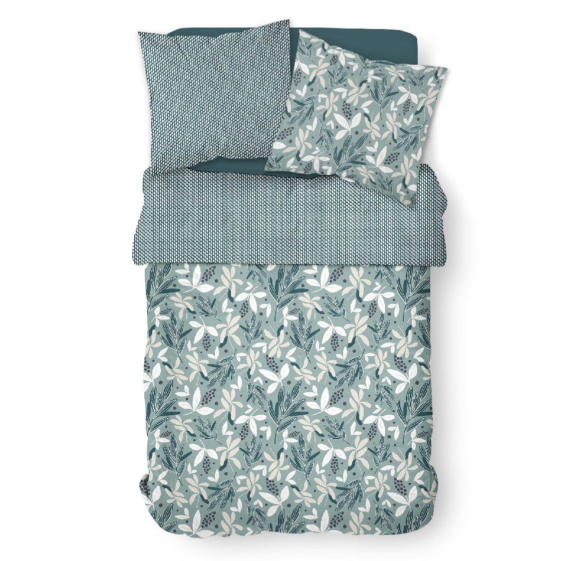 Printed cotton bedding set Green