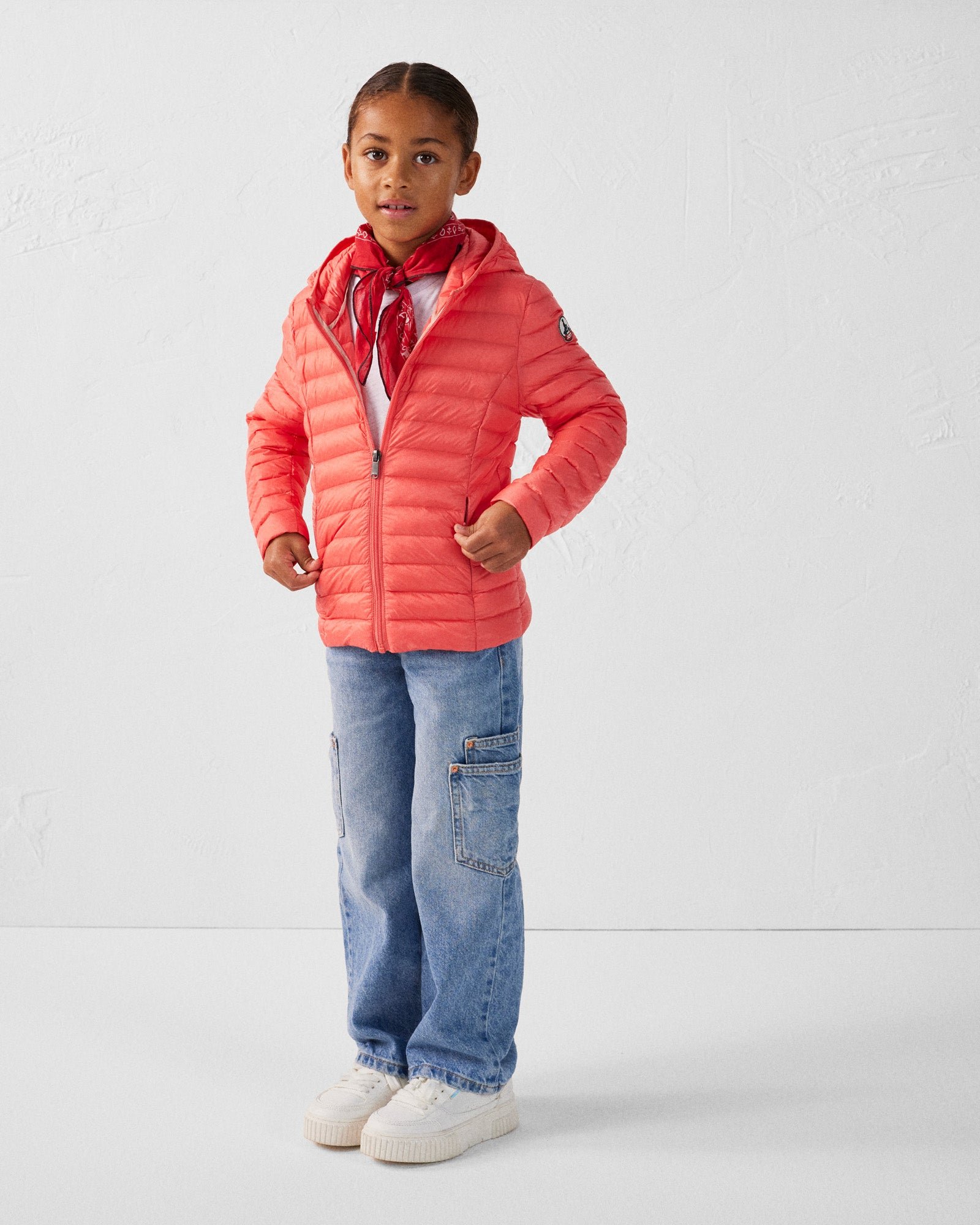 Carla lightweight hooded children's down jacket JOTT Pink