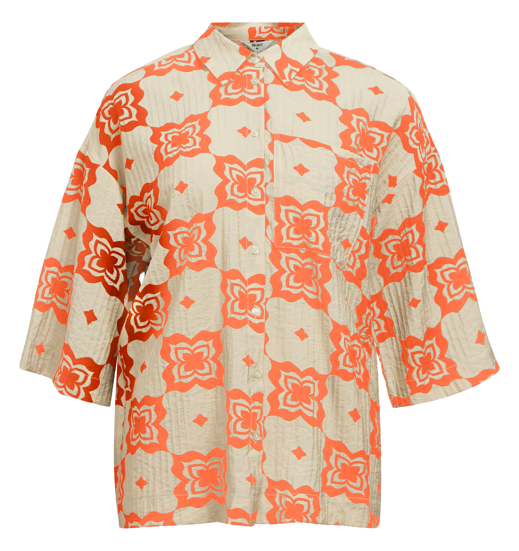 Oversized printed shirt OBJECT Beige