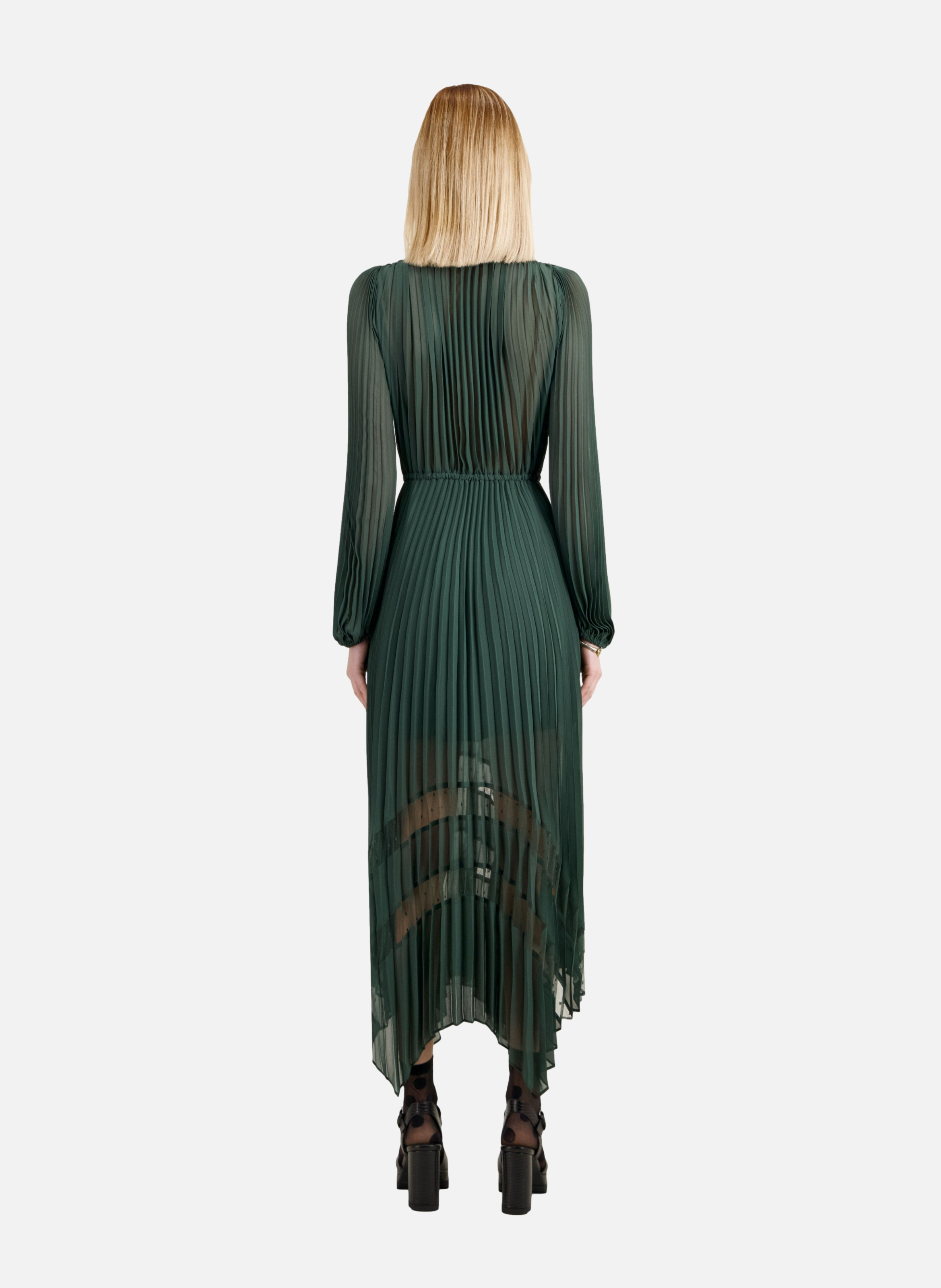 Long pleated dress THE KOOPLES Green