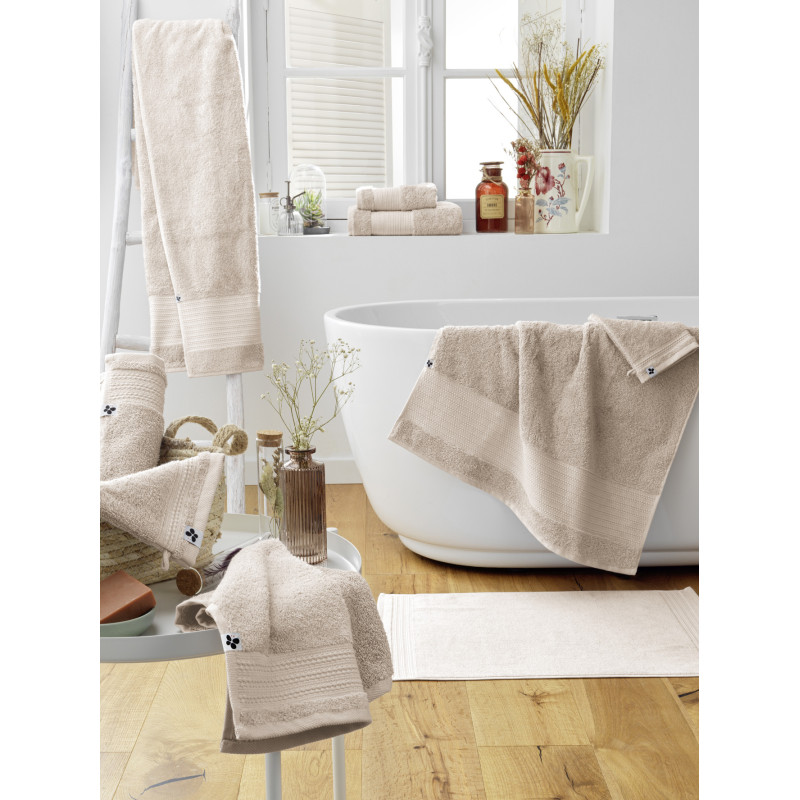 100% combed cotton bath towel L'EFFET PAPILLON Beige