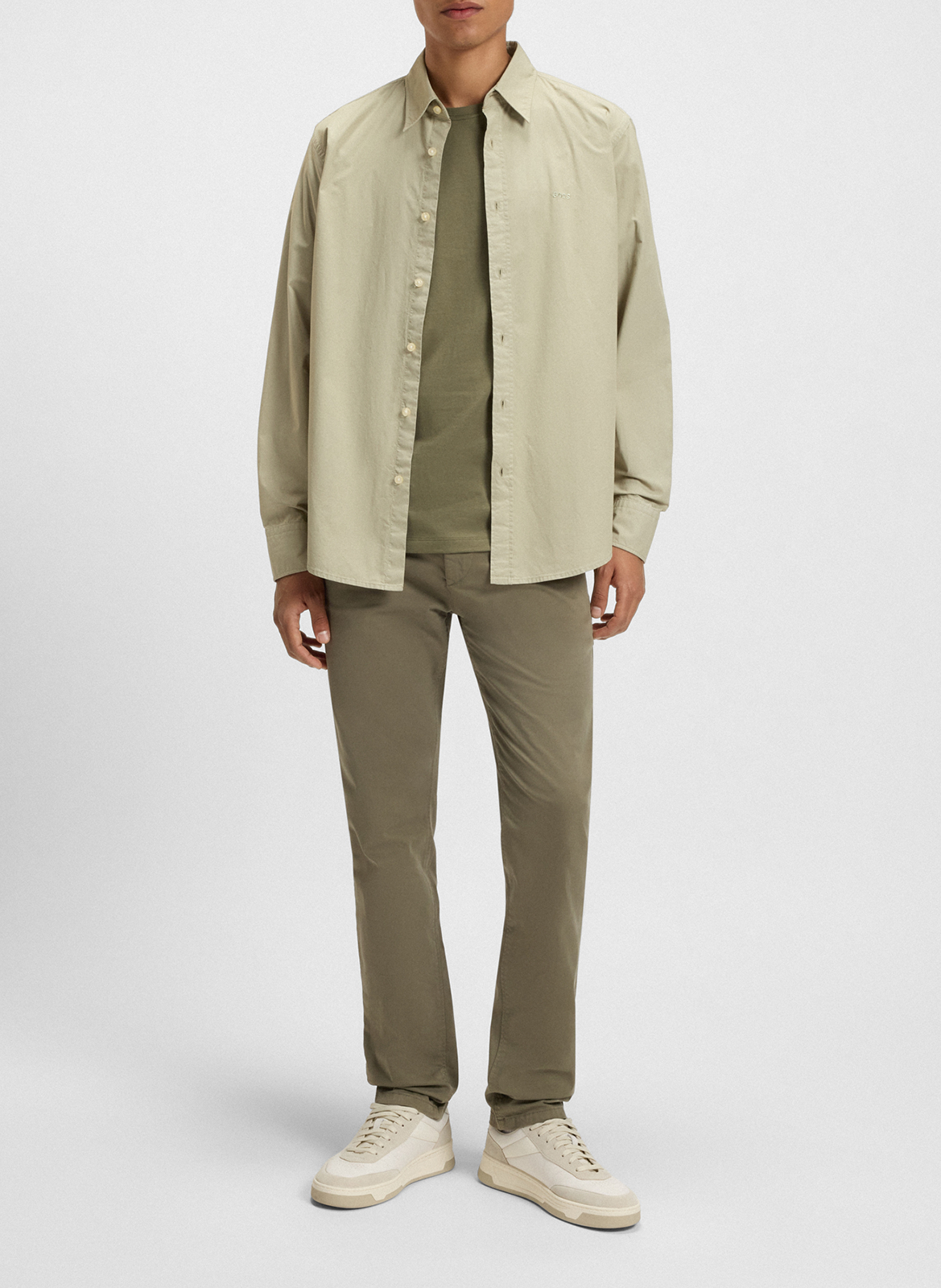 Short-sleeved round-neck cotton T-shirt BOSS Khaki