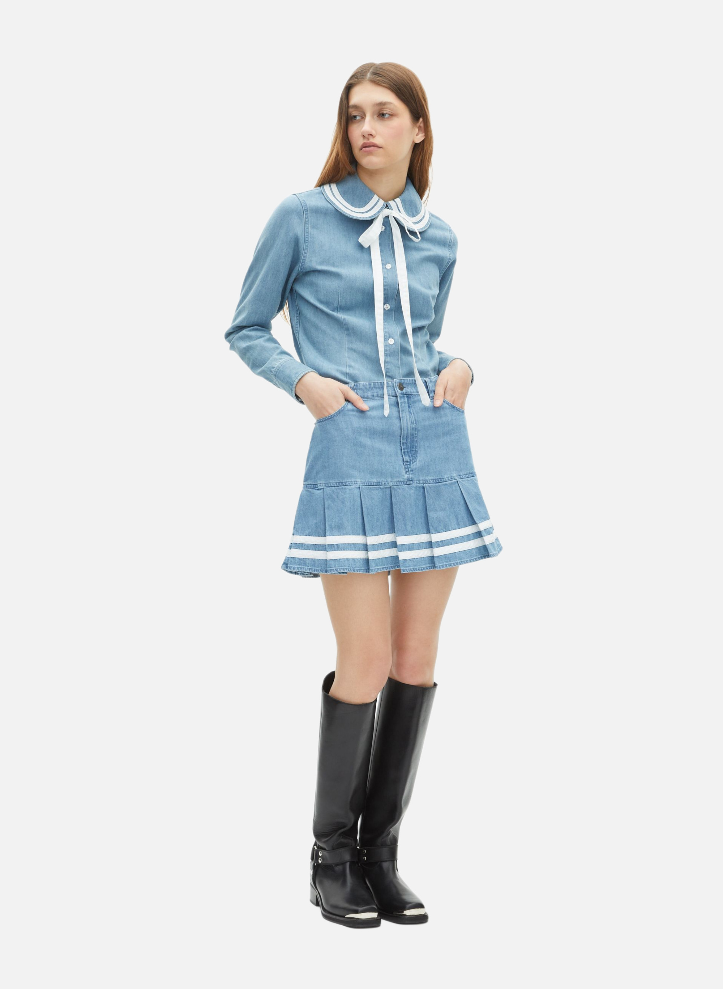 Denim Peter Pan collar shirt THE KOOPLES Blue