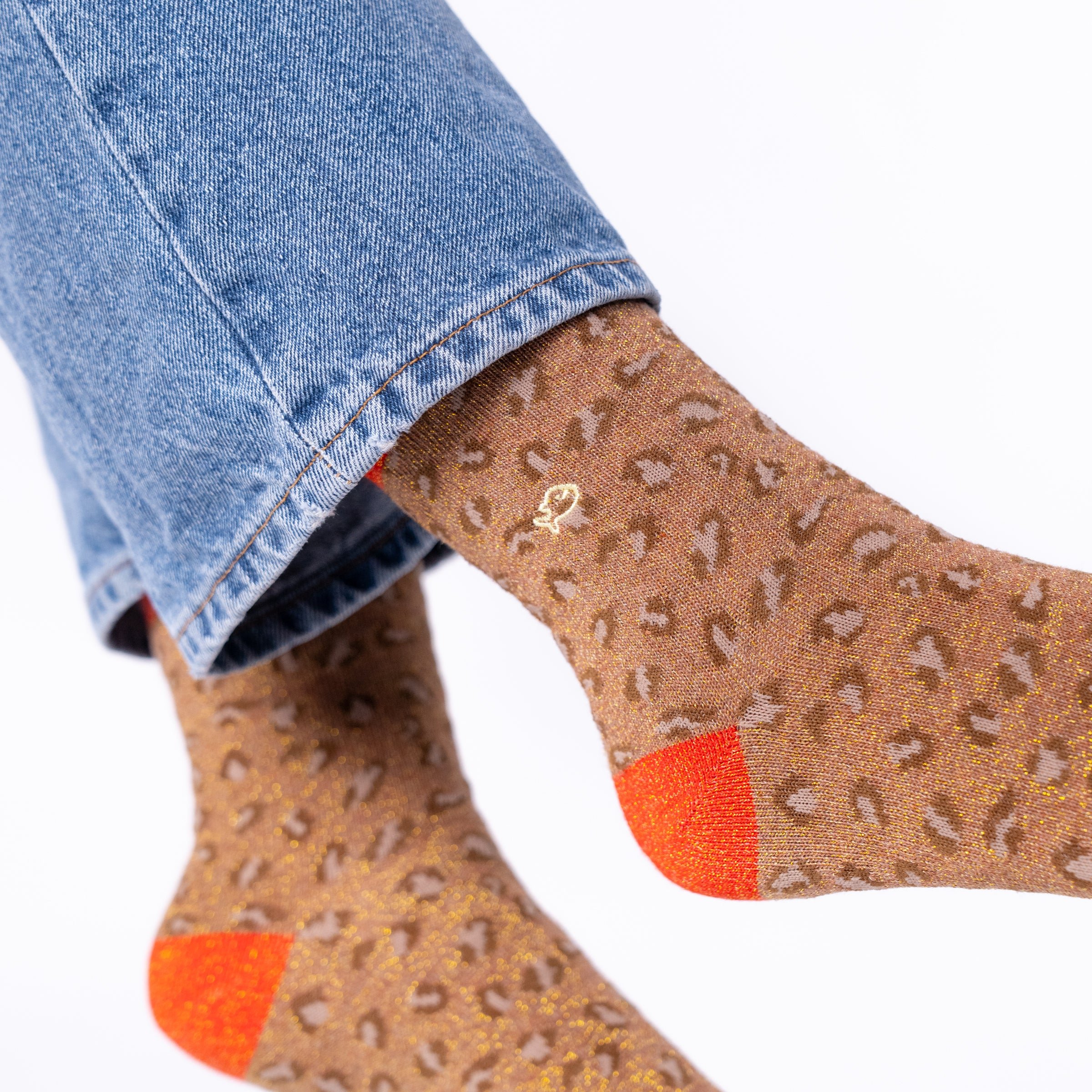 Leopard Combed Cotton Socks Brown