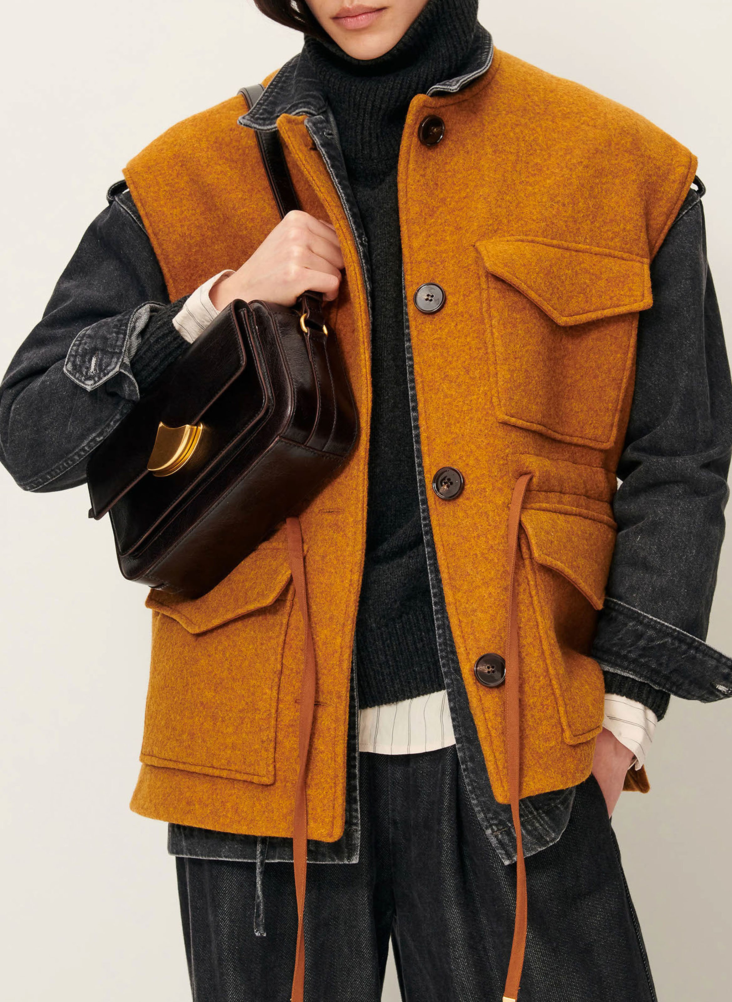 Round-neck wool-blend jacket SESSUN Orange