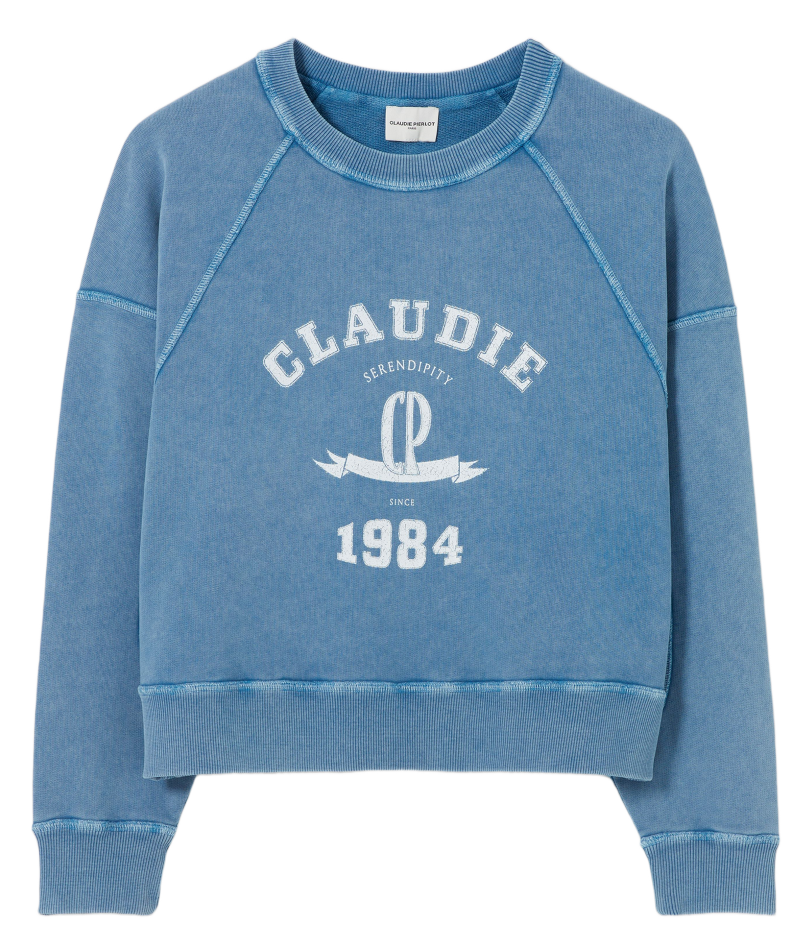 Oversized washed-out printed sweatshirt CLAUDIE PIERLOT Blue