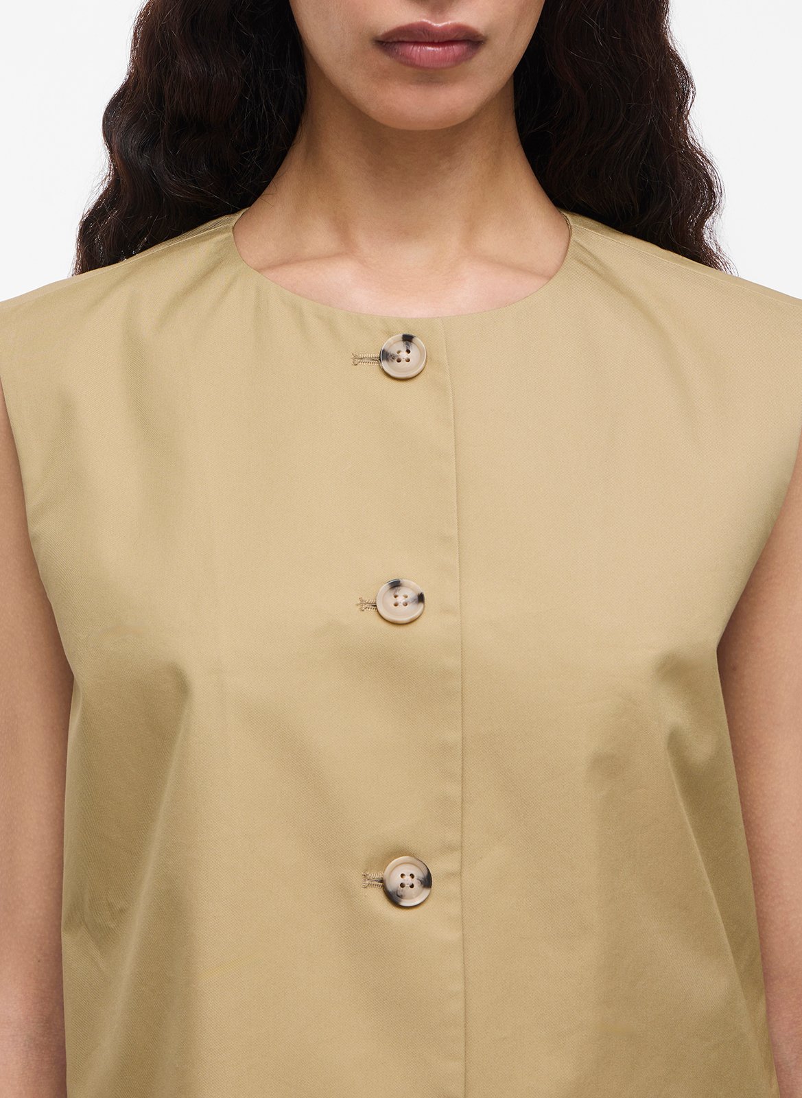 Top col rond en coton mélangé ROUGE EDIT Beige