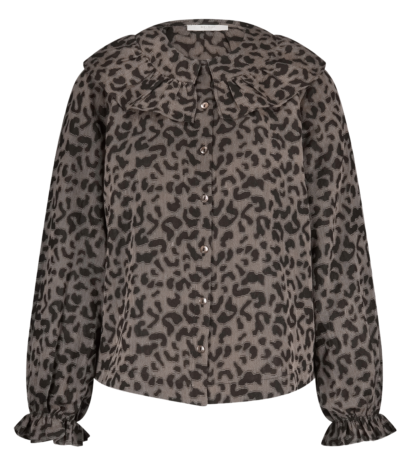 Flounced printed viscose blouse BY BAR Brown