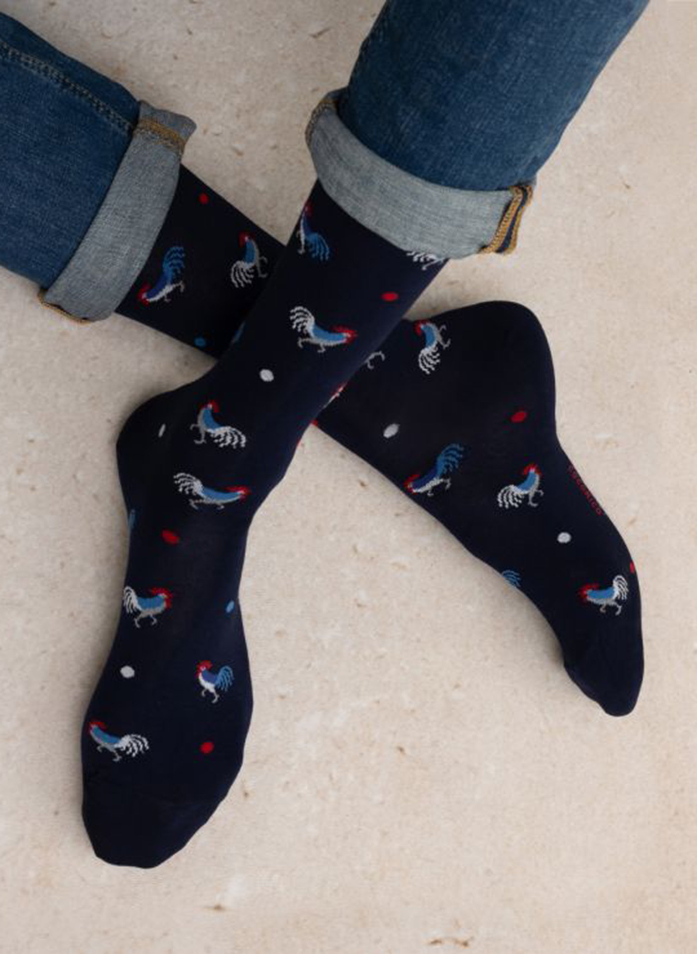 Set of 3 pairs of printed blended cotton socks BLEUFORET Blue