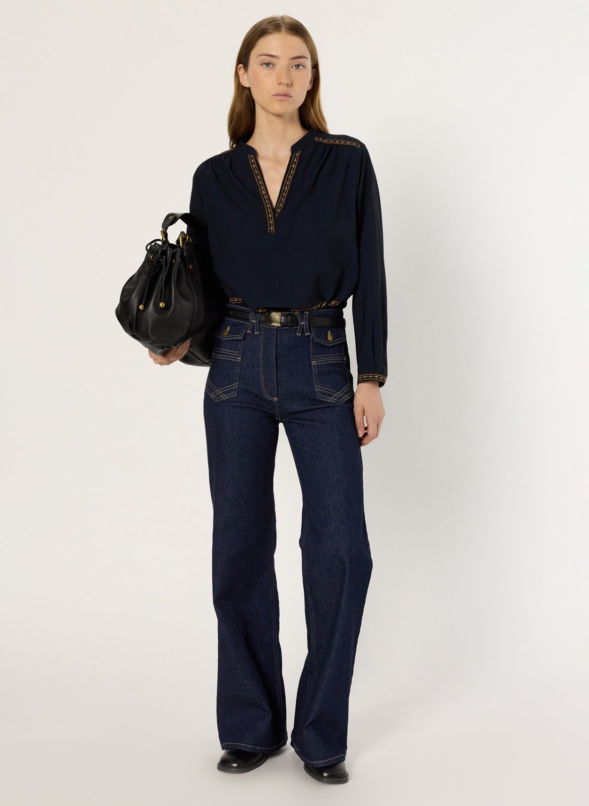 Blouse droite brodée GERARD DAREL Bleu