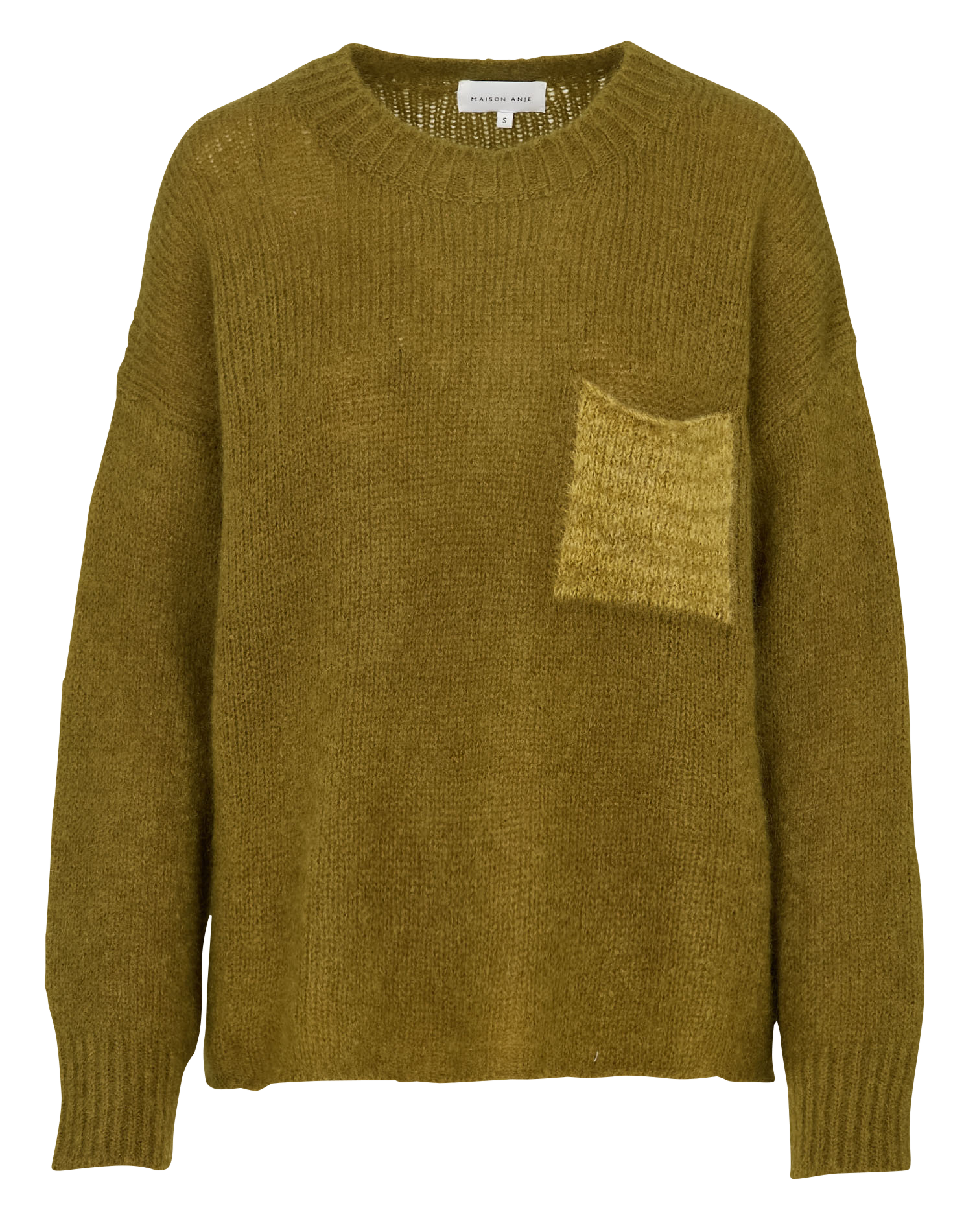 Pull col rond en laine mélangée MAISON ANJE Kaki