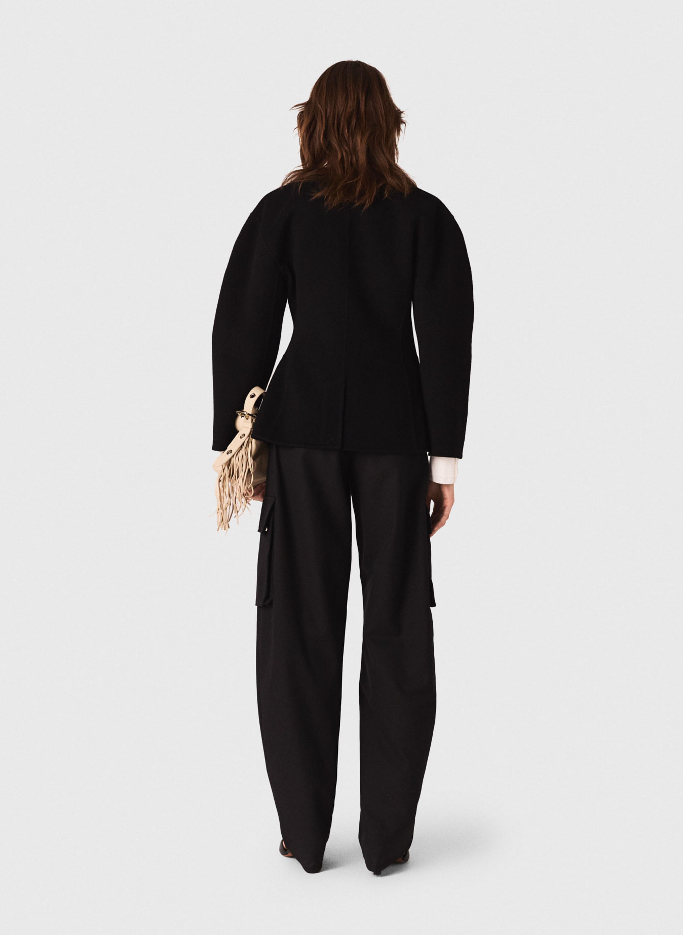 Veste col rond en laine mélangée MAJE Noir