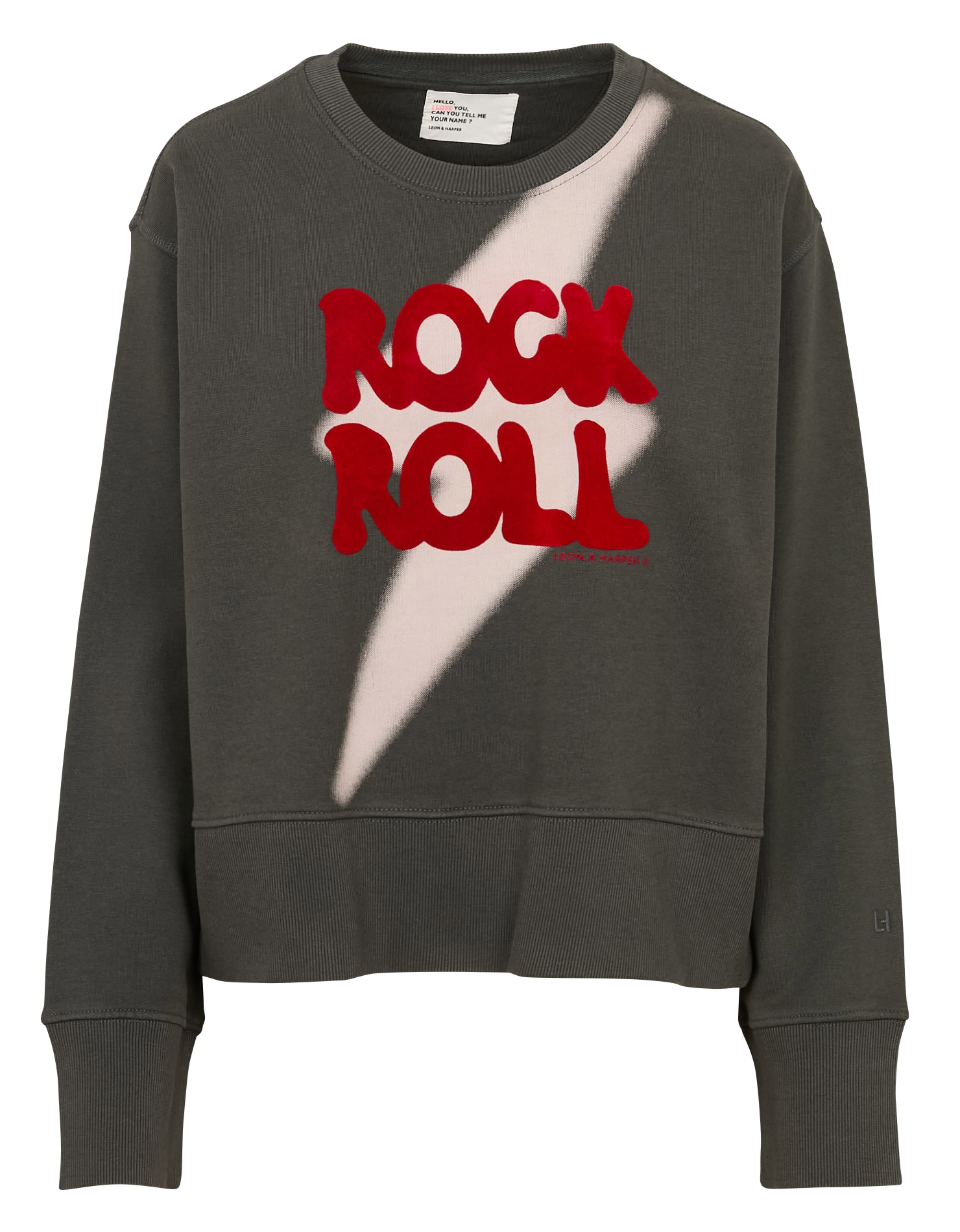 Rechte sweater met ronde hals en zeefdruk LEON & HARPER Grijs