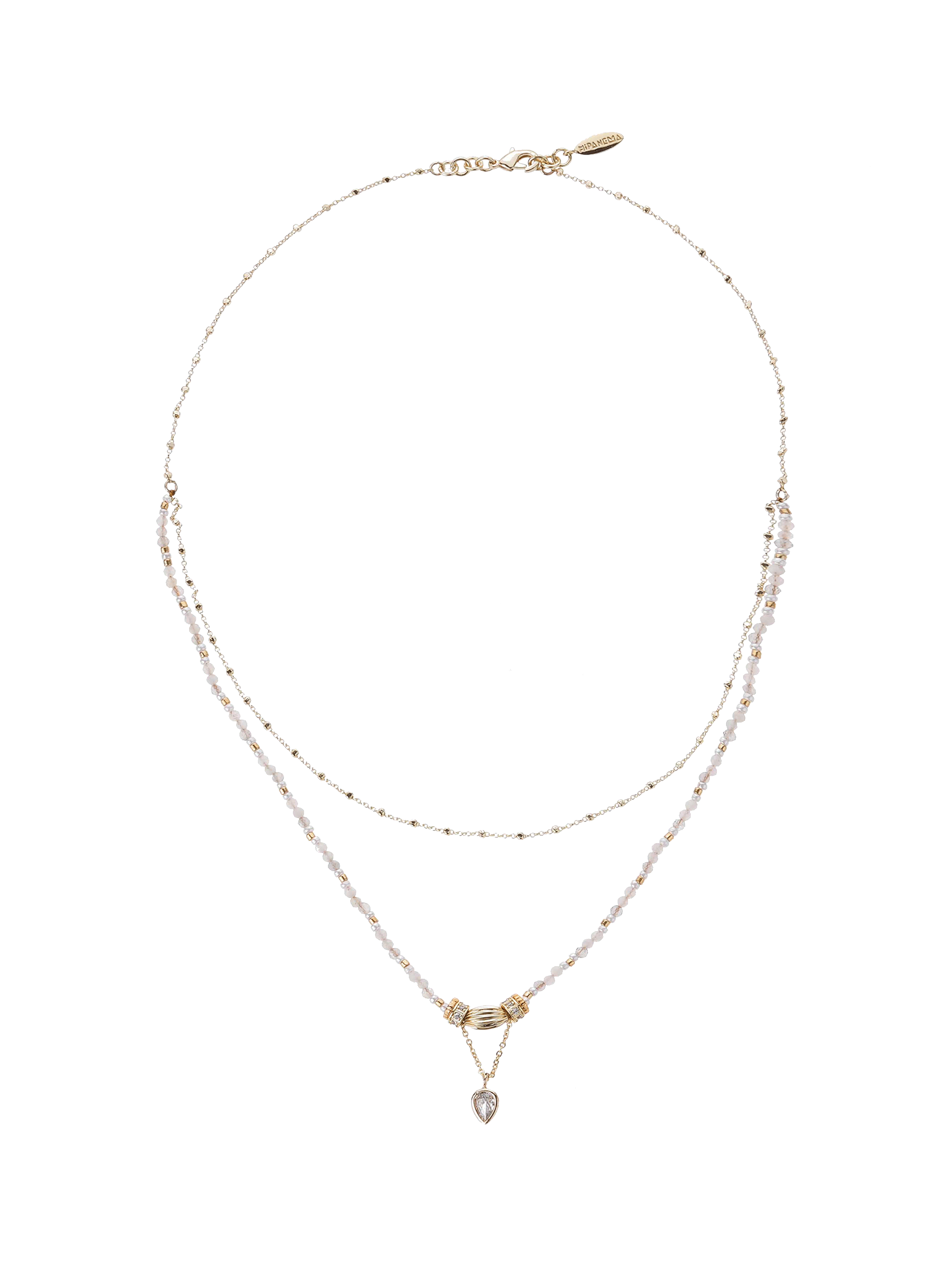 Multi-strand pearl necklace with pendant HIPANEMA White