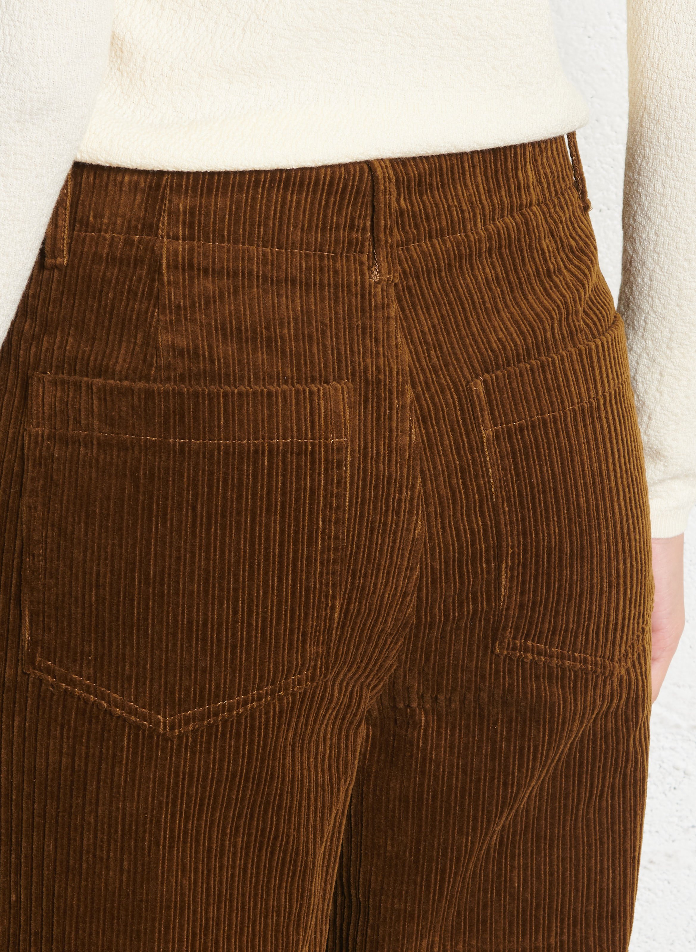 Pantalon large taille haute en coton SEE U SOON Kaki