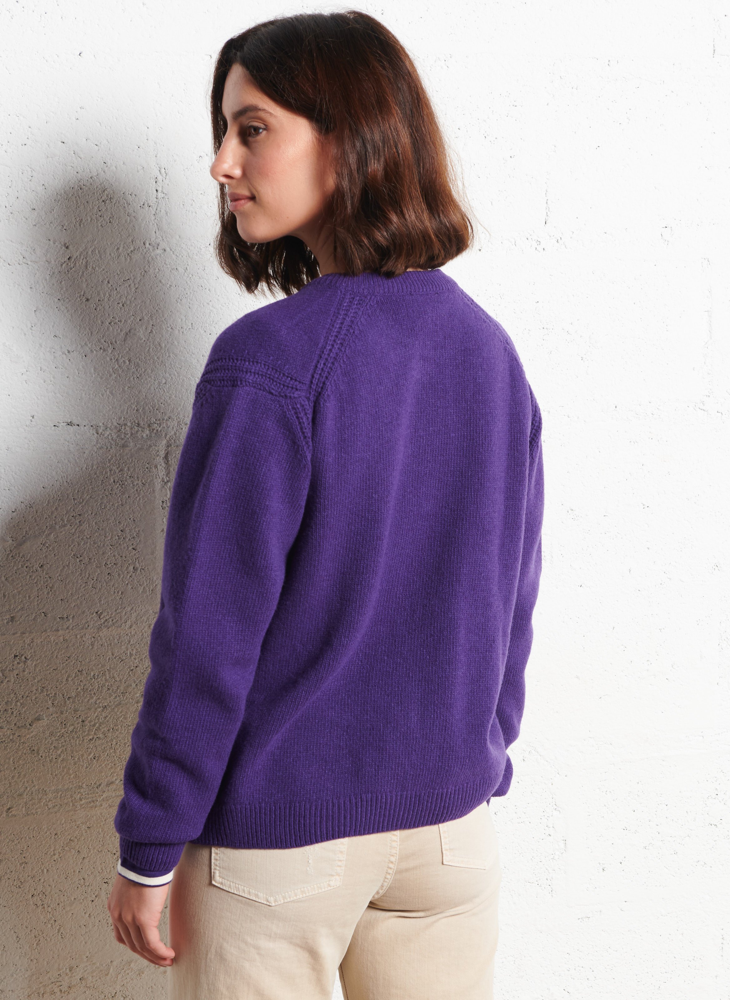 Gilet droit col rond en laine mélangée ARMOR LUX Bleu