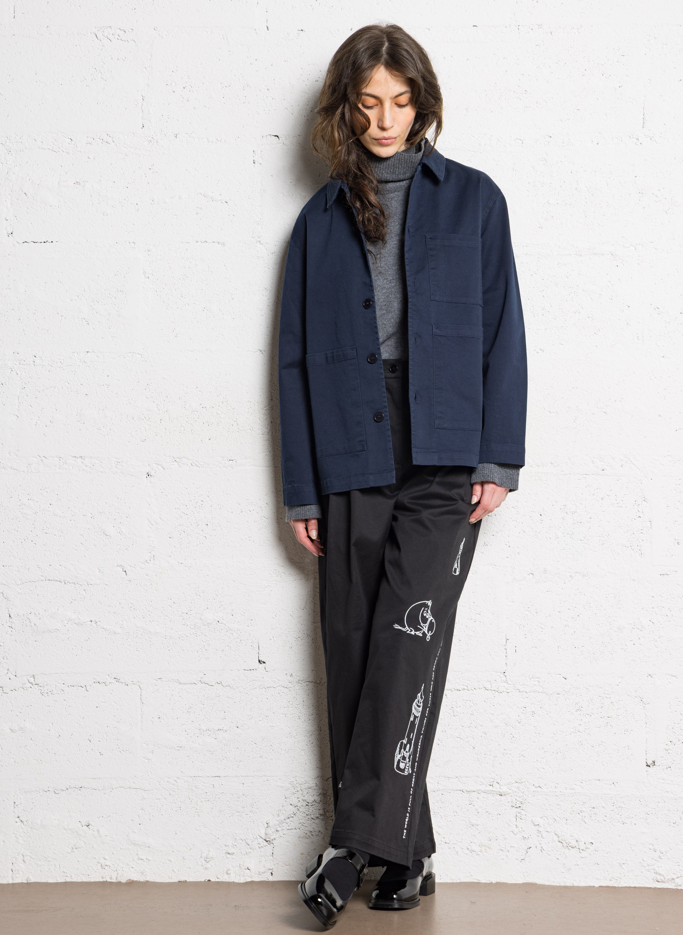 Wijde broek van gemengd katoen RUE DE TOKYO Zwart