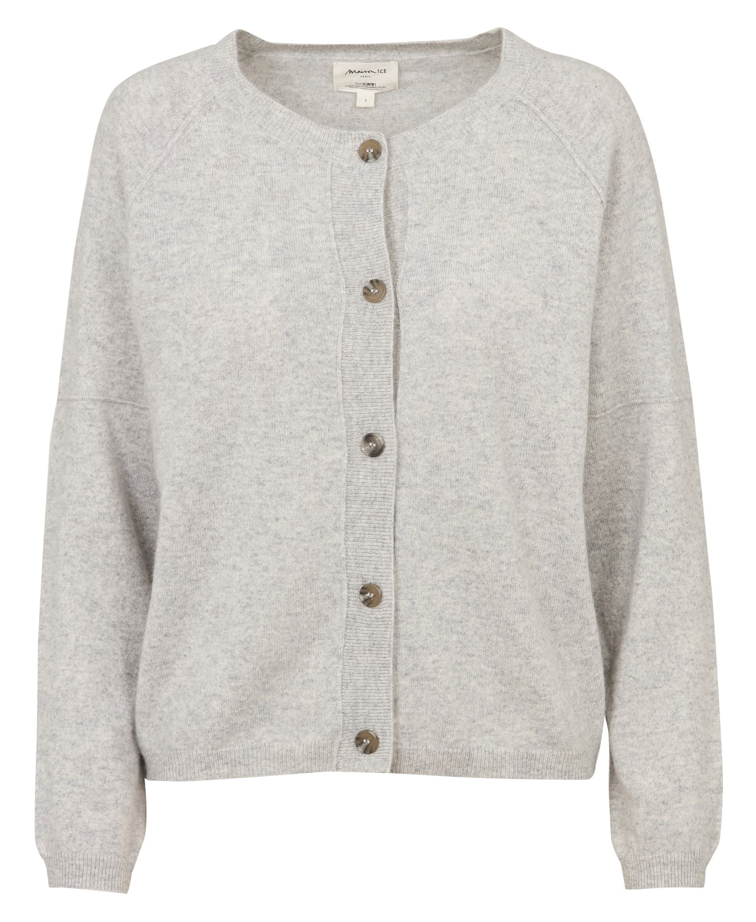 Ronde hals trui in effen kasjmier MAISON 123 Grijs