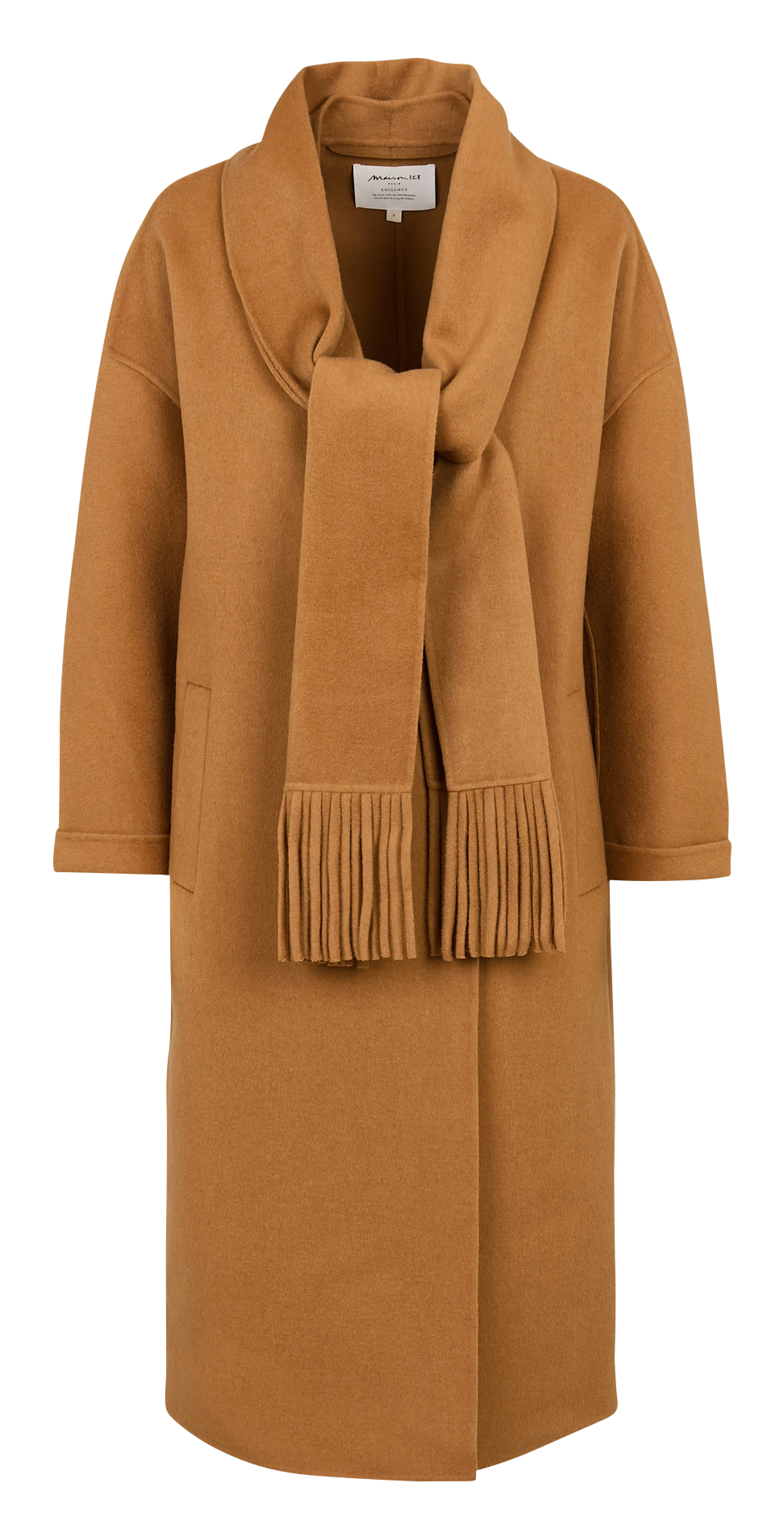 Mid-length coat with wool blend scarf MAISON 123 Beige