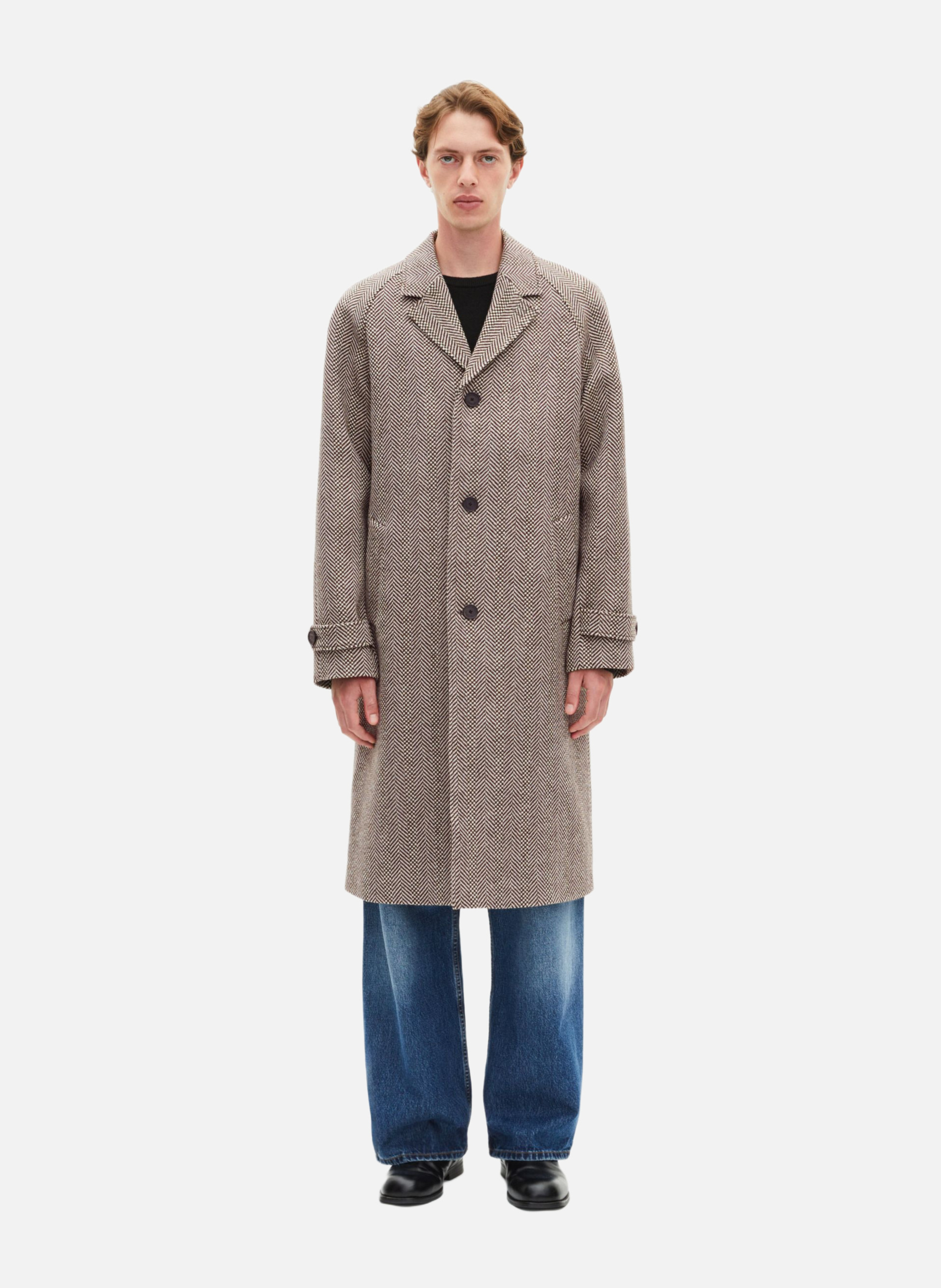 Long herringbone coat THE KOOPLES Brown