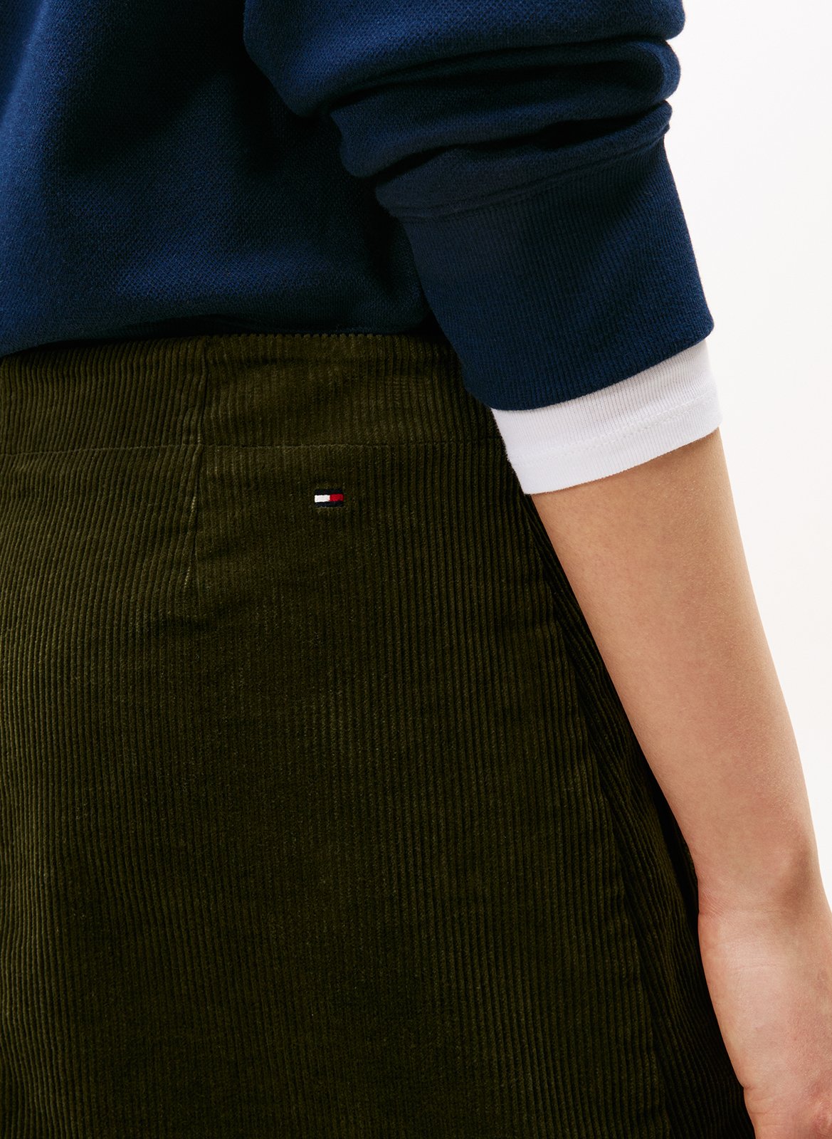 Jupe courte zippée en velours côtelé TOMMY HILFIGER Kaki