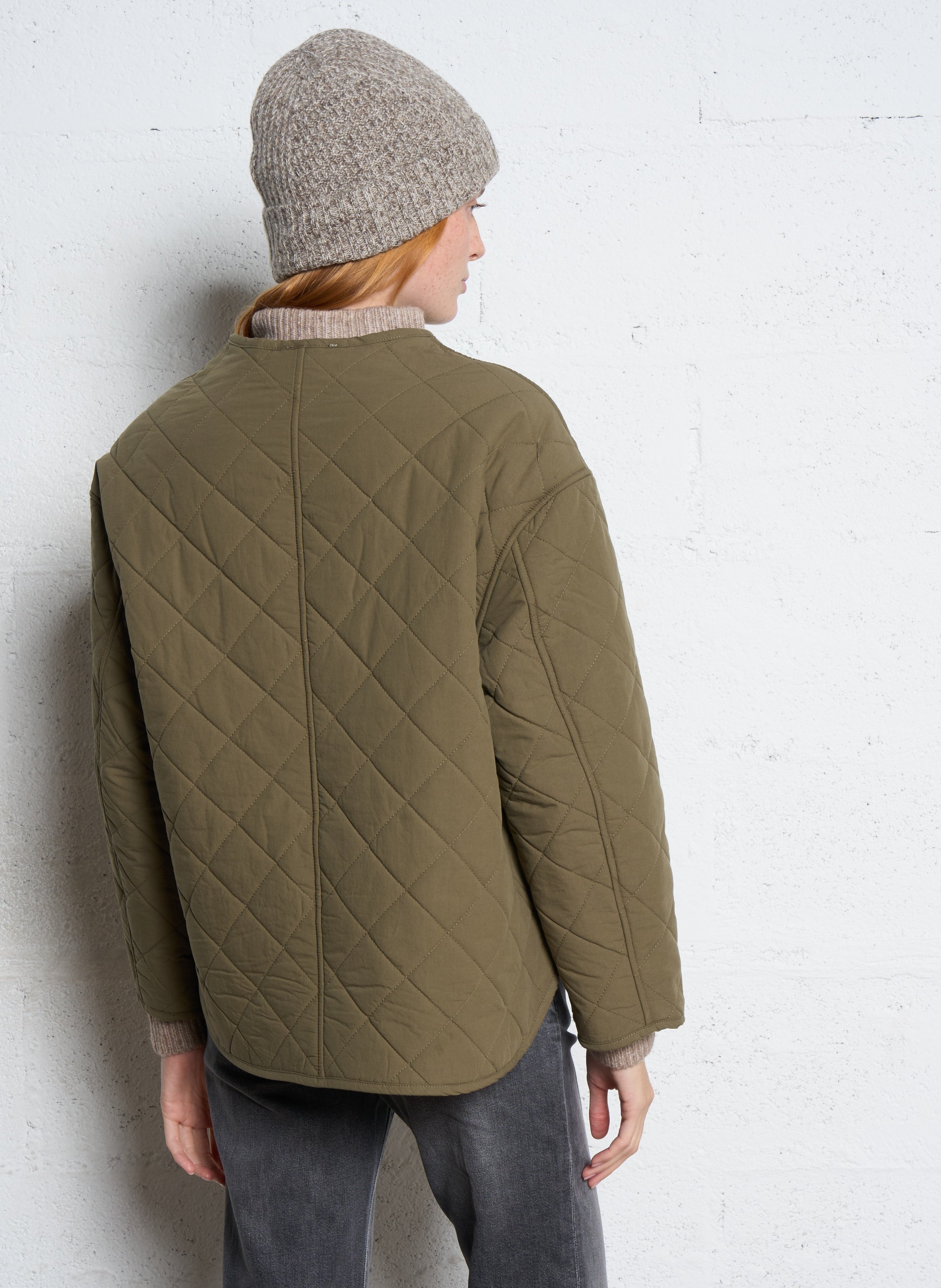 Oversize Rundhalsausschnitt Baumwolljacke THE KORNER Khaki