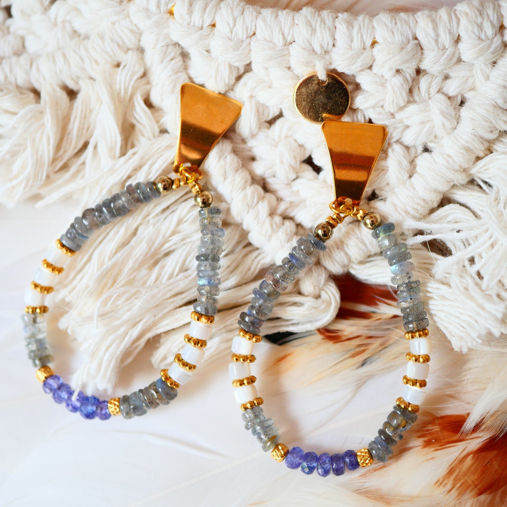 Labradorite earrings GINANDGER Grey