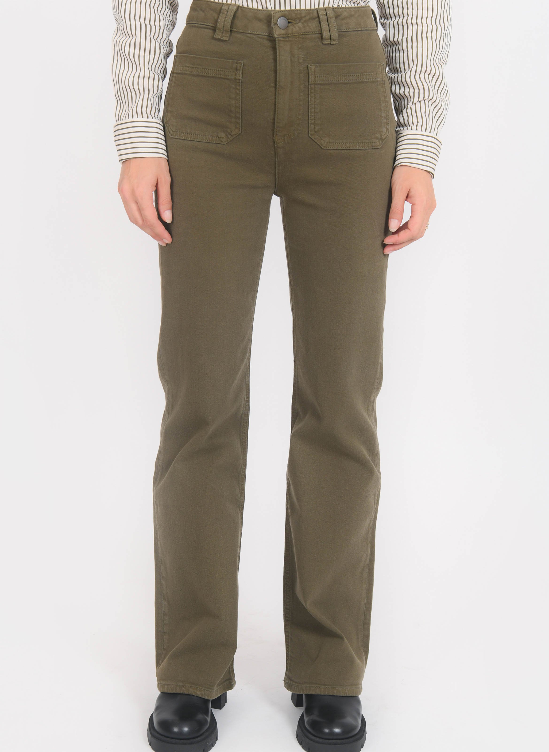 Pantalon flare uni taille haute KOOKAI Kaki