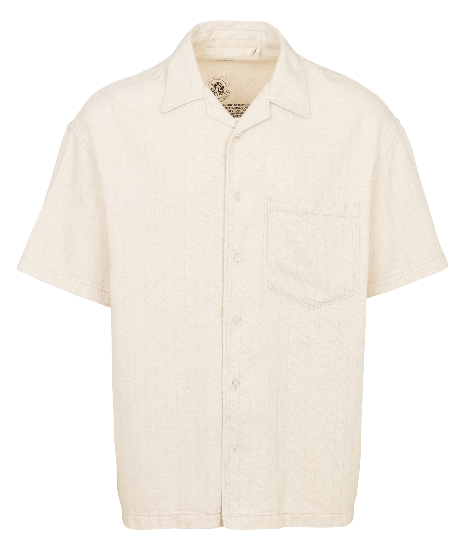 Cotton and linen shirt with classic collar IKKS White